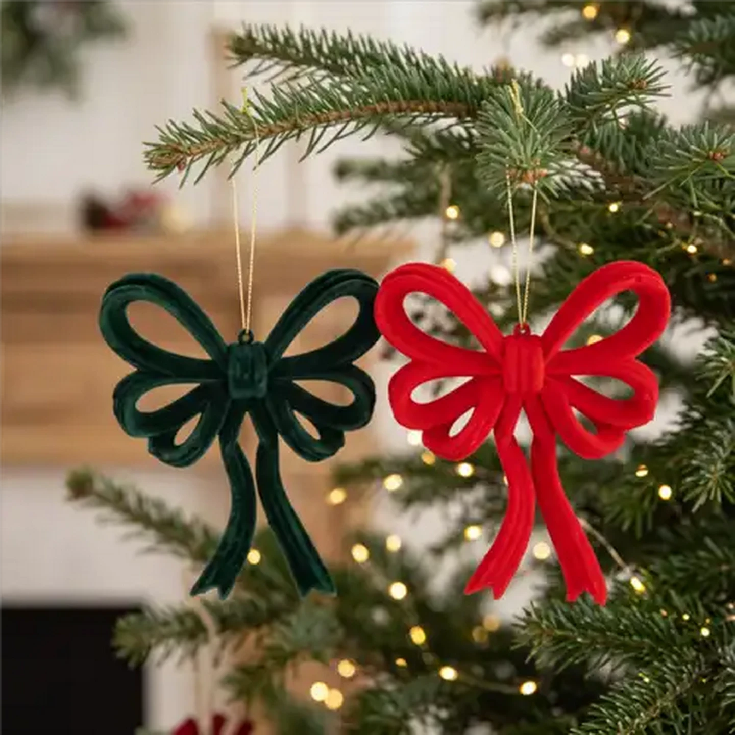 Image of Santa's Choice Flocked Velvet Christmas Tree Bow 13cm (Colour May Vary)