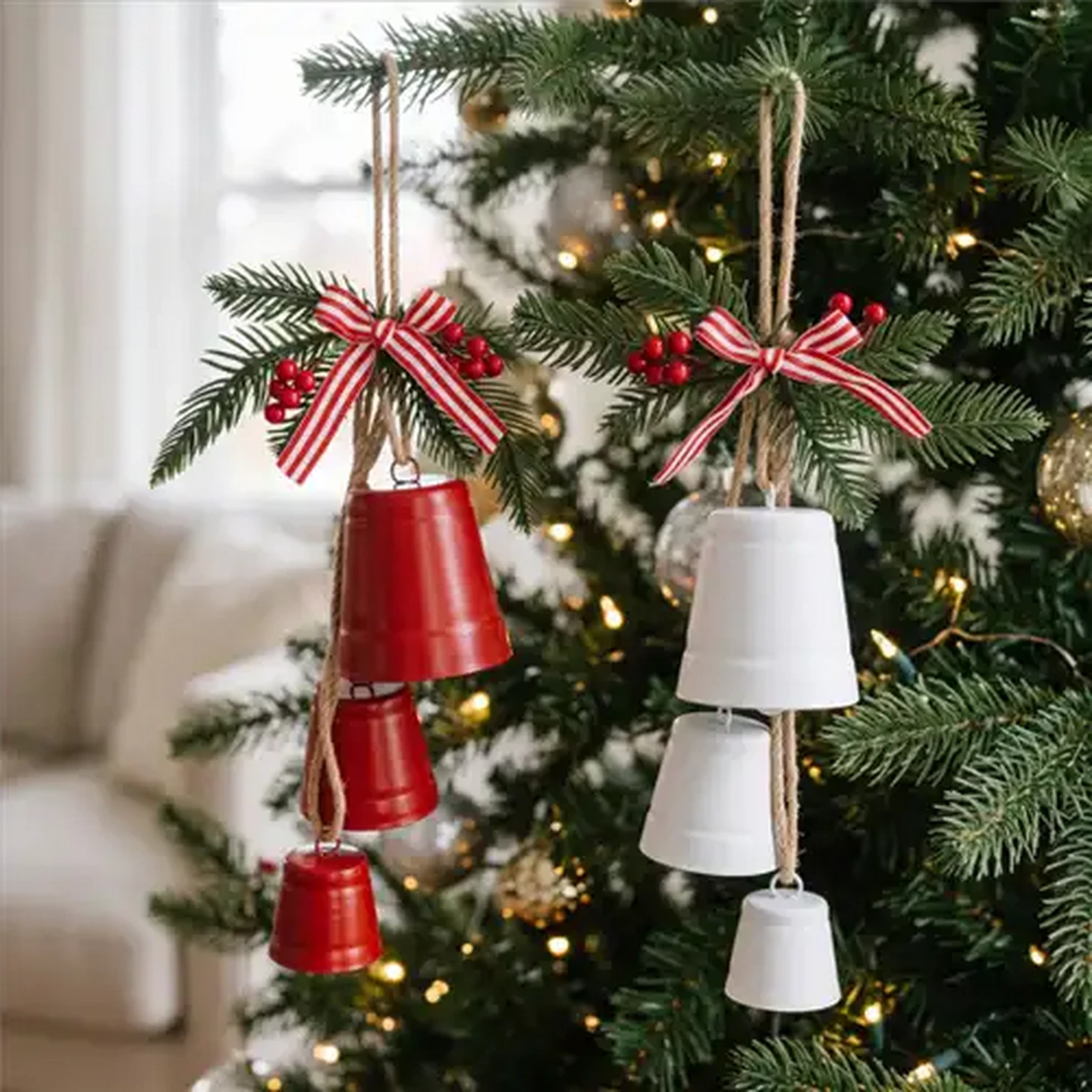 Image of Santa's Choice Hanging Christmas Bells 43cm 3-Pack (Colour May Vary)