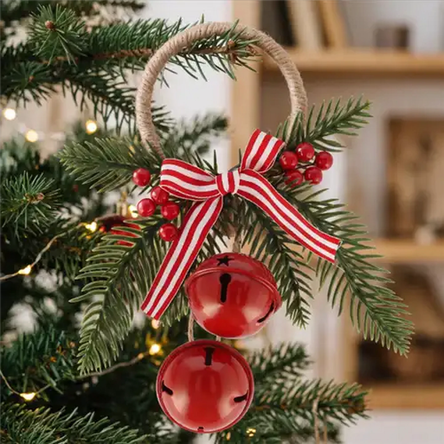 Image of Santa's Choice Red Hanging Christmas Bells 20cm 2-Pack