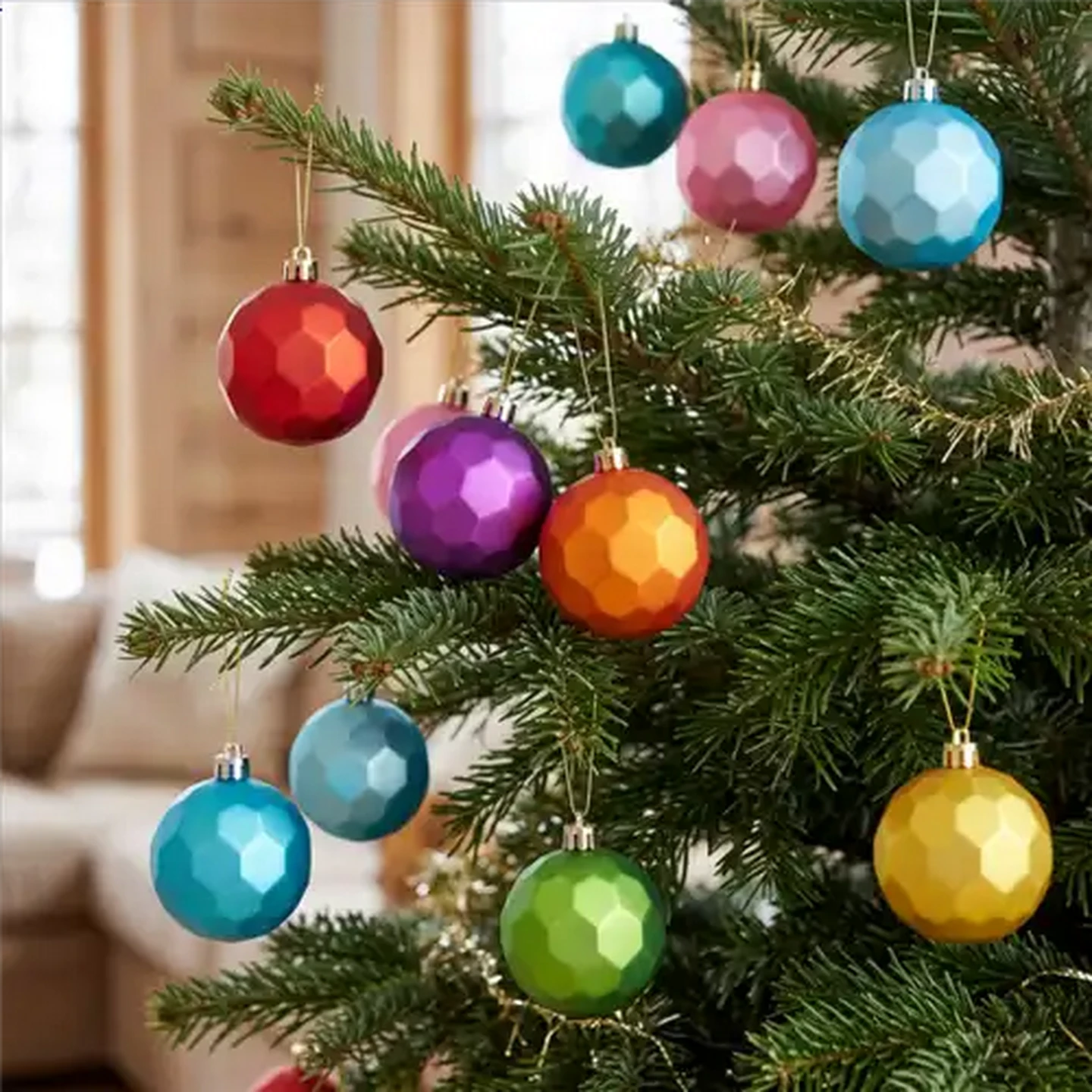 Image of Santa's Choice Mixed Colours Christmas Baubles 55mm 9-Pack