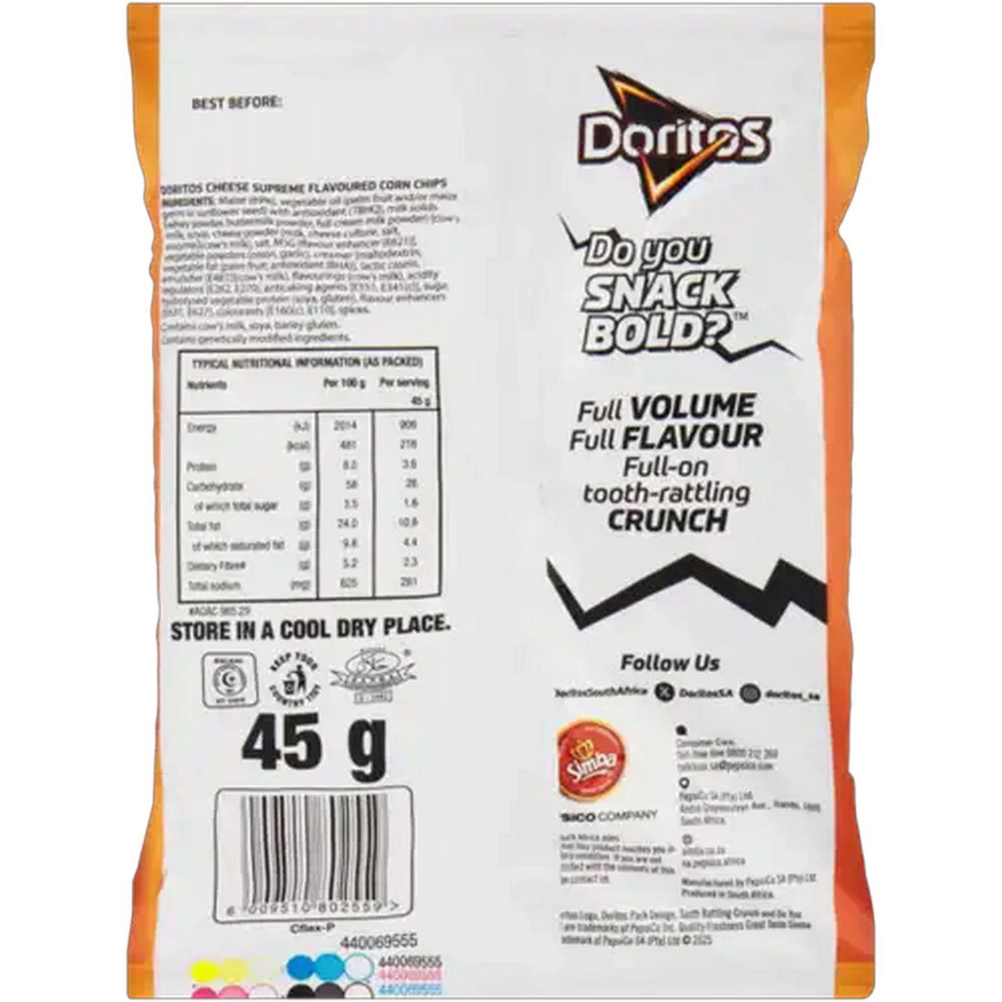 Image of Doritos Cheese Supreme Flavoured Corn Chips 45g