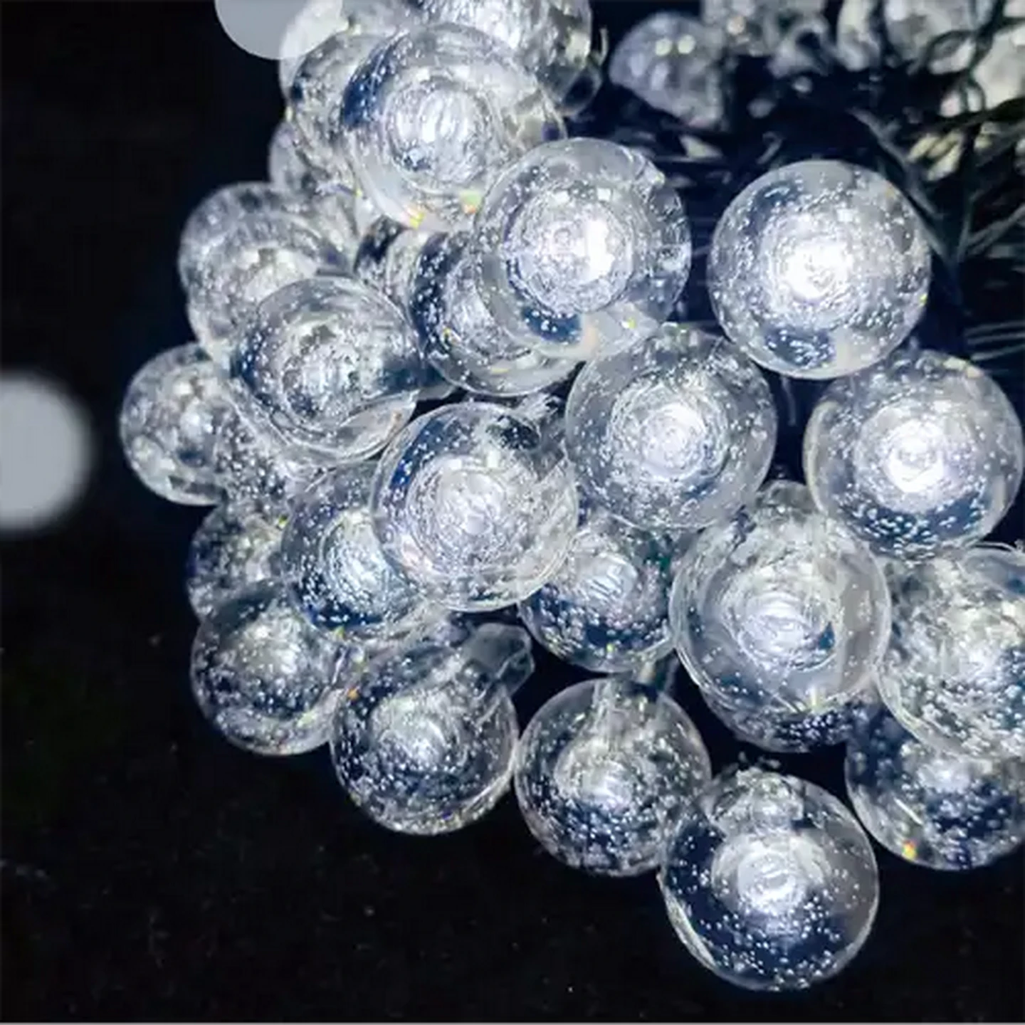 Image of Santa's Choice Cool White LED Solar-Powered Ball Lights 100-Piece 