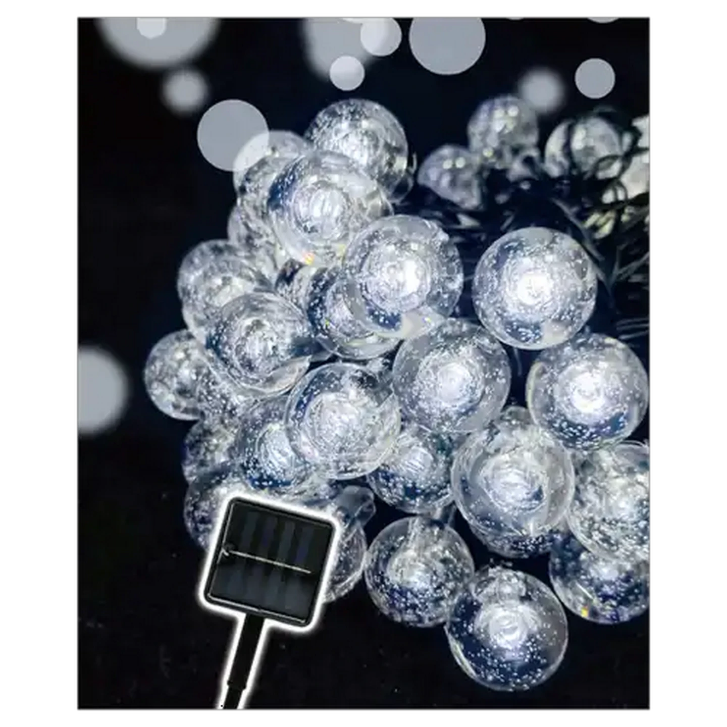 Image of Santa's Choice Cool White LED Solar-Powered Ball Lights 100-Piece 