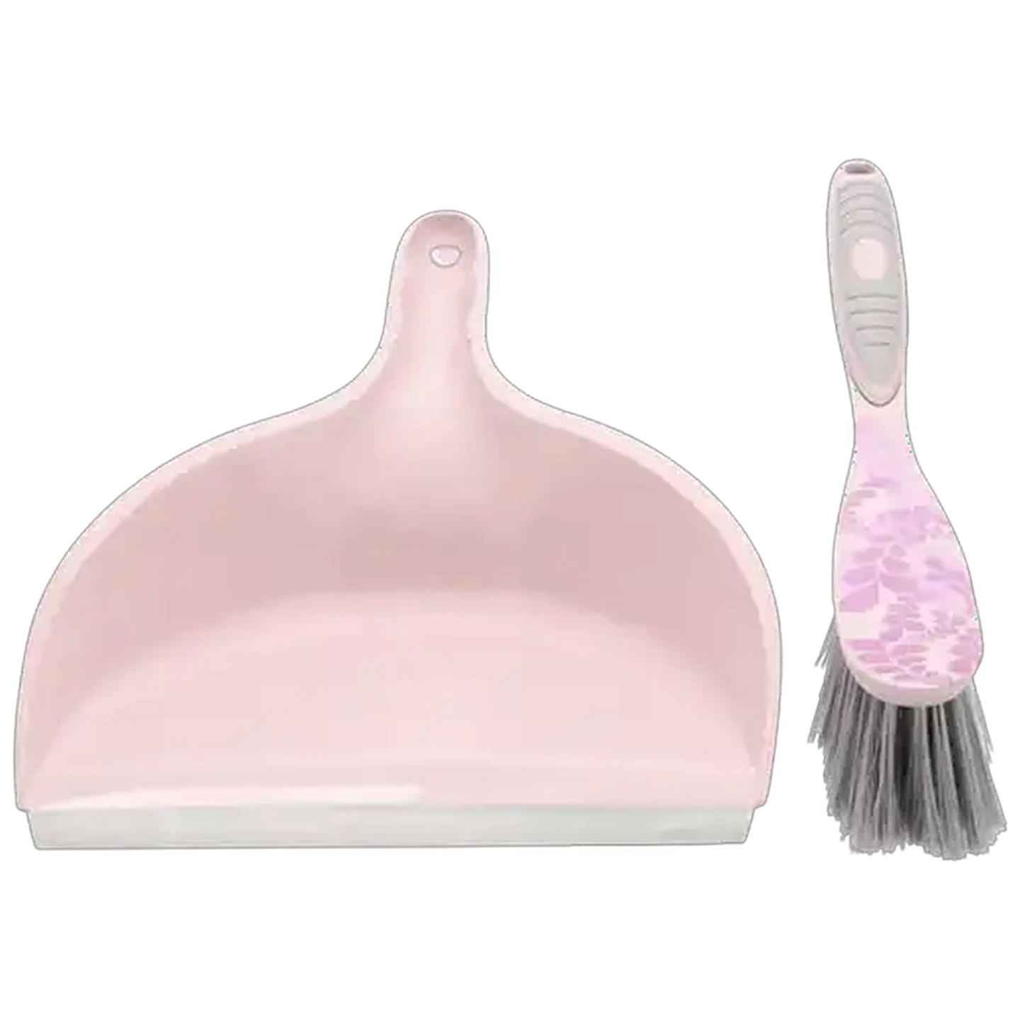 Image of M-Home Pink Deco Plastic Dustpan & Brush Set