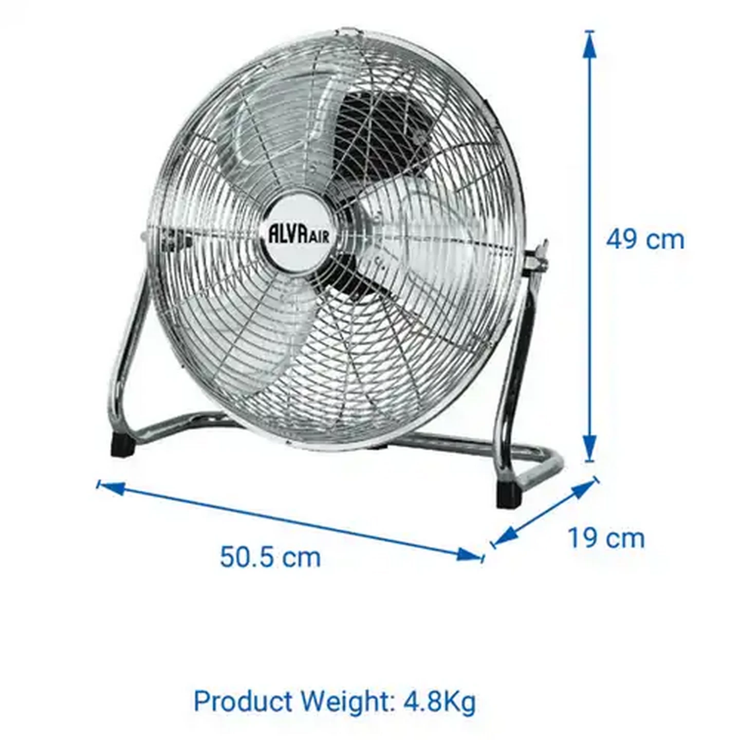 Image of Alva Air Silver High-Velocity Floor Fan 100W (40cm)