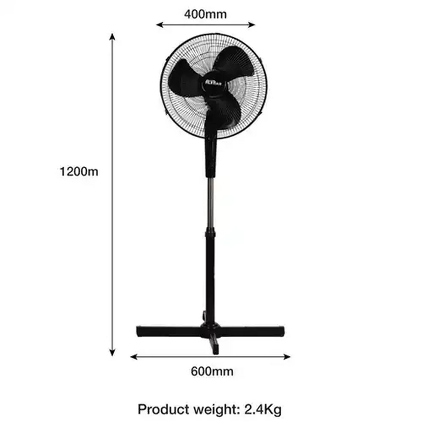 Image of Alva Air Black Plastic Pedestal Fan 45W (40cm)