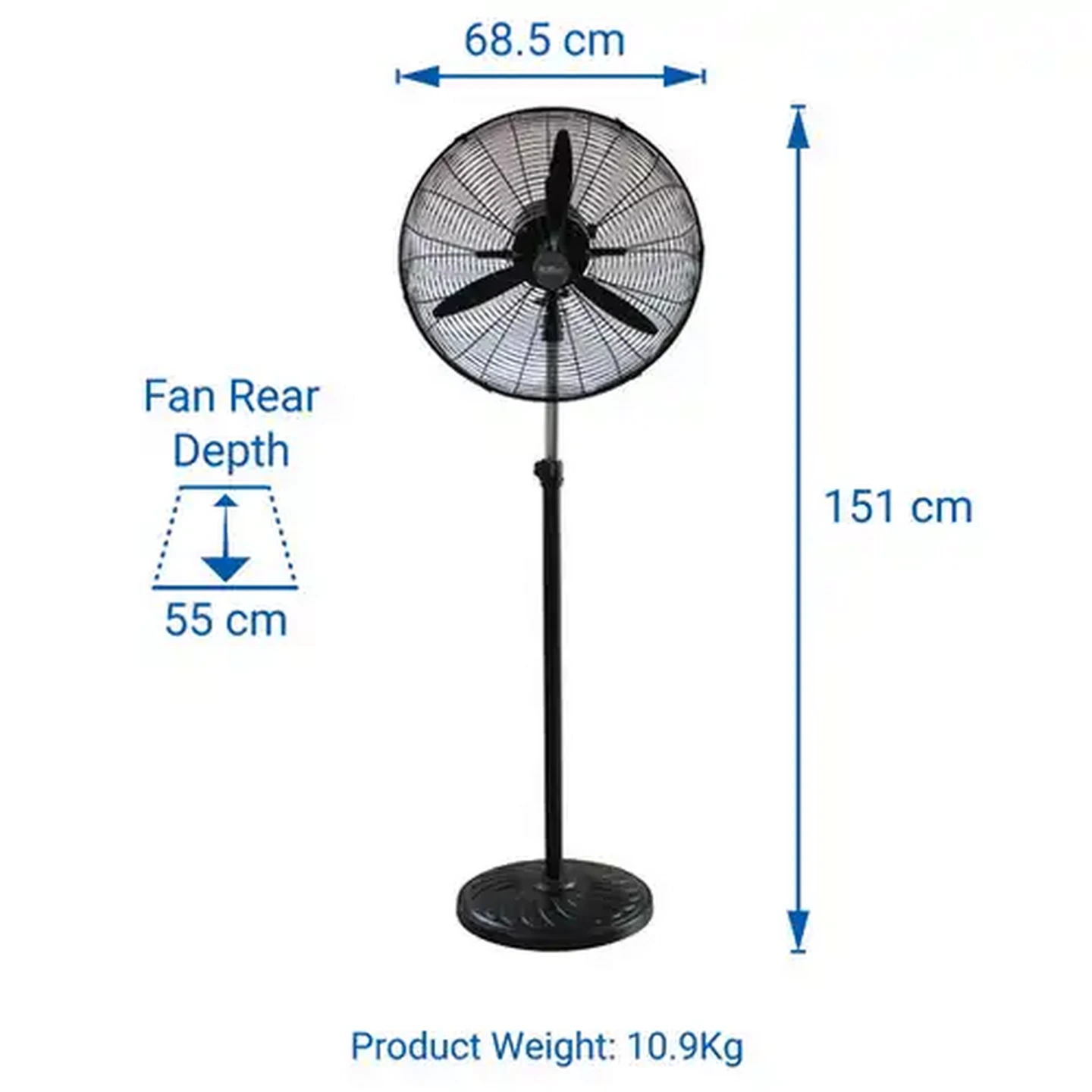 Image of Alva Air Matte Black Industrial Pedestal Fan 140W (65cm)