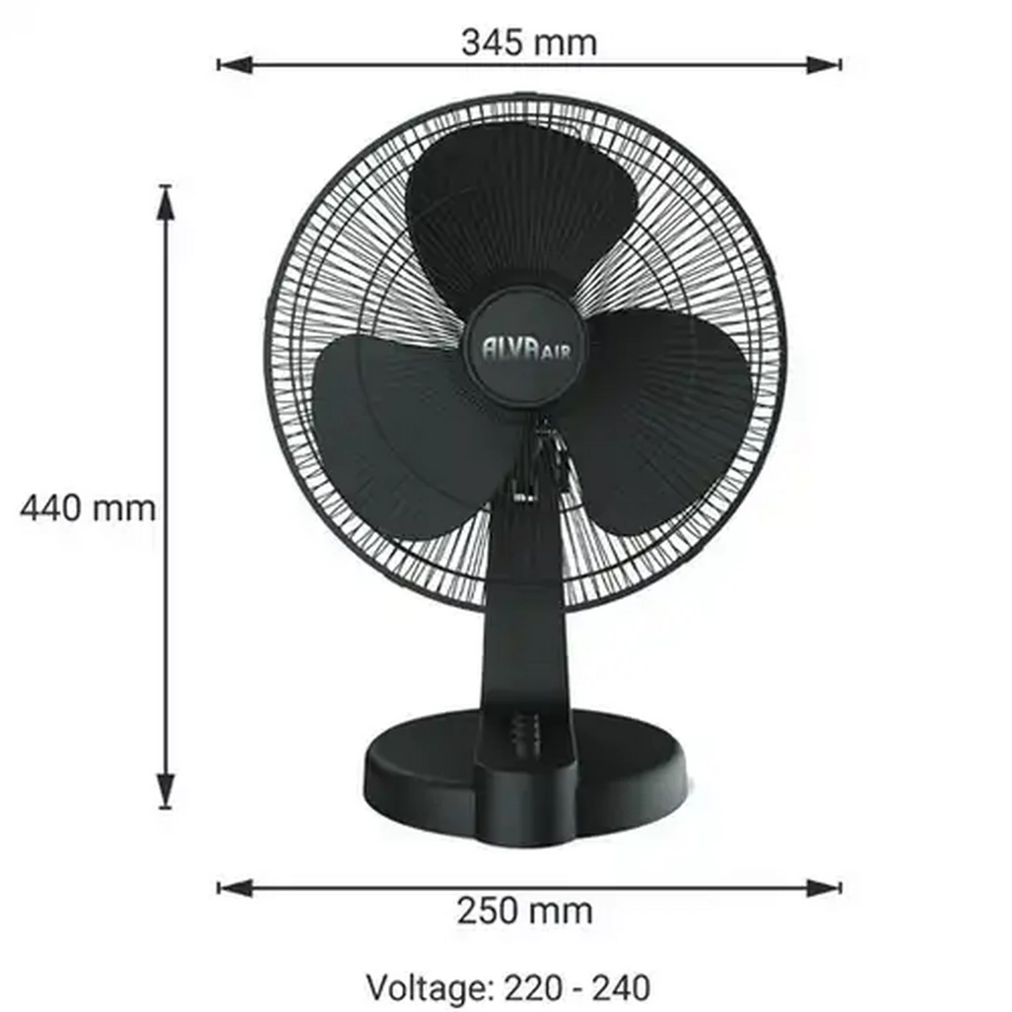 Image of Alva Air Black Plastic Desk Fan 35W (30cm)