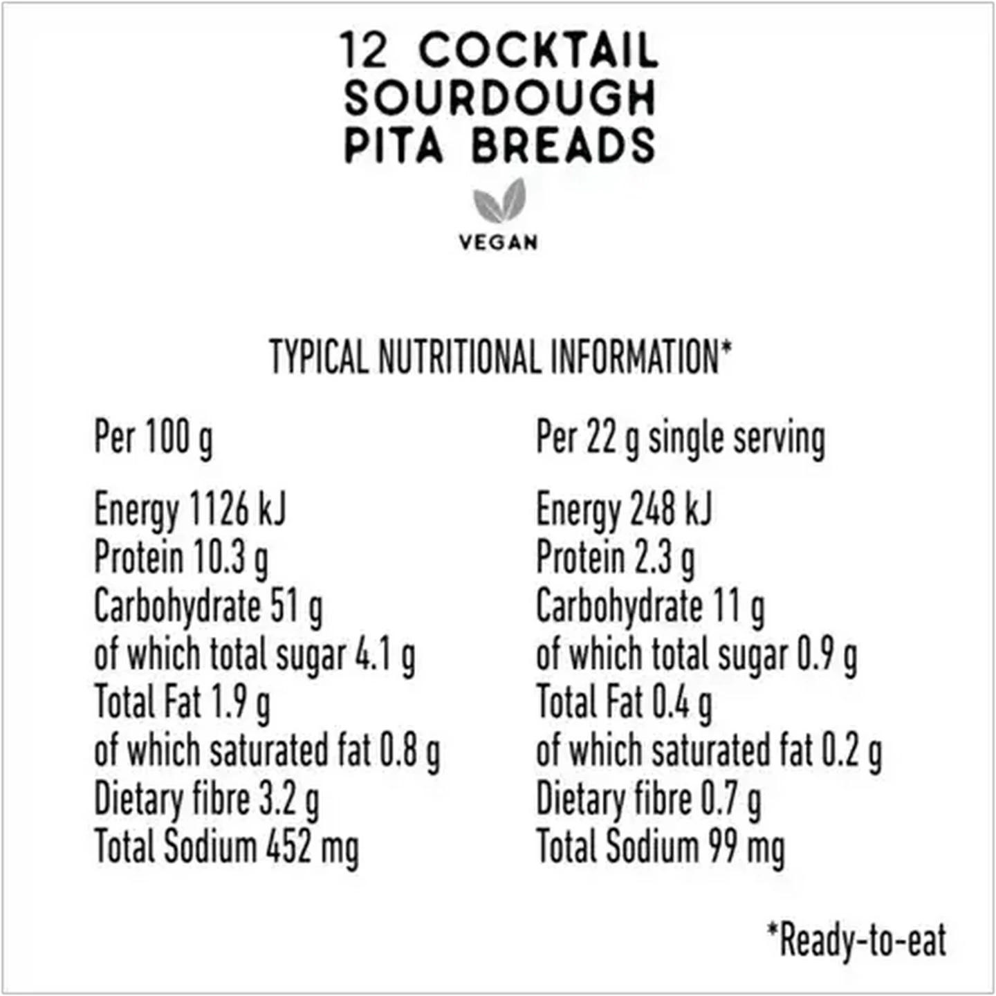 Image of The Bakery Sourdough Cocktail Pita 12-Pack 