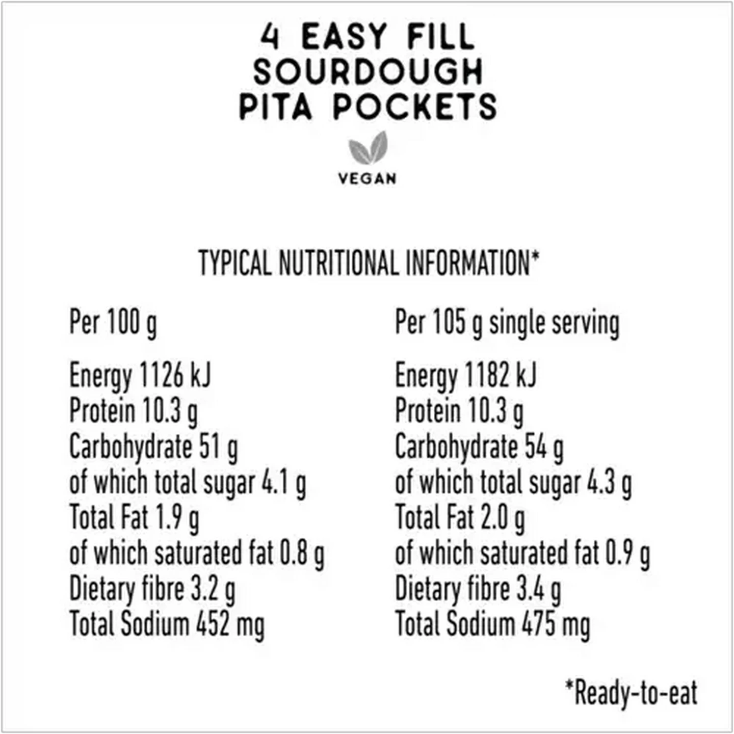 Image of The Bakery Easy Fill Sourdough Pita 4-Pack 