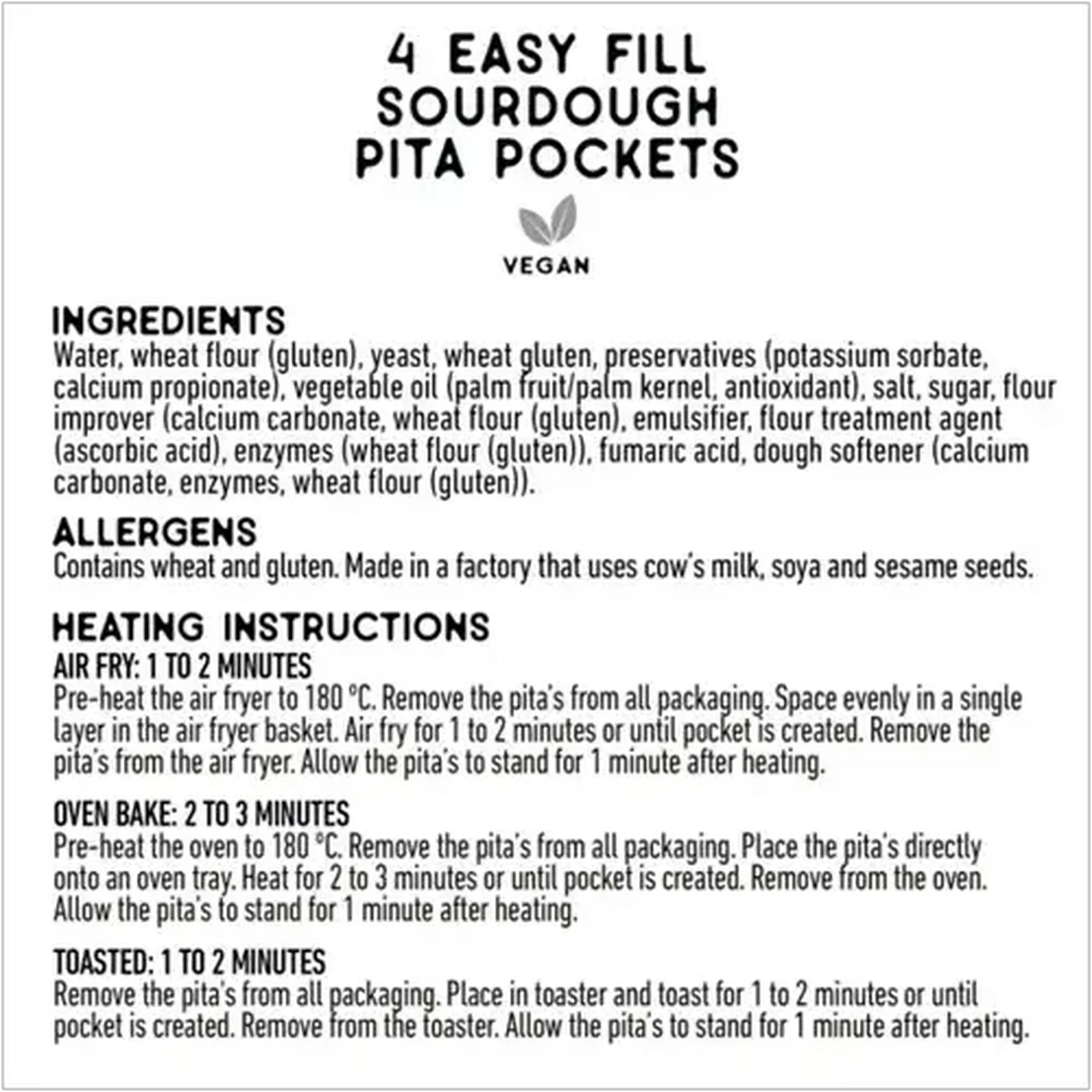Image of The Bakery Easy Fill Sourdough Pita 4-Pack 