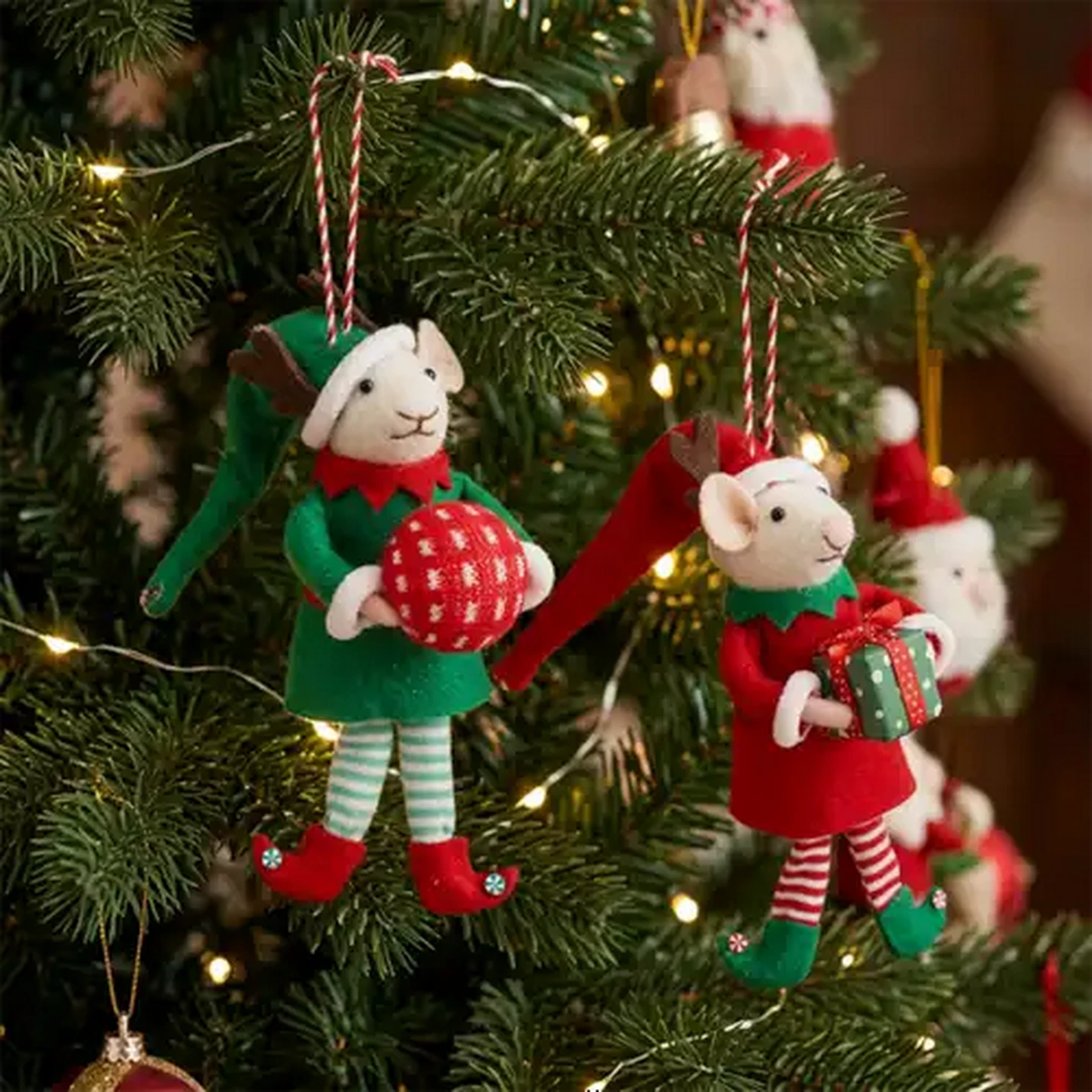 Image of Santa's Choice Elf Mouse Needle Felt Christmas Tree Decoration (Design May Vary)