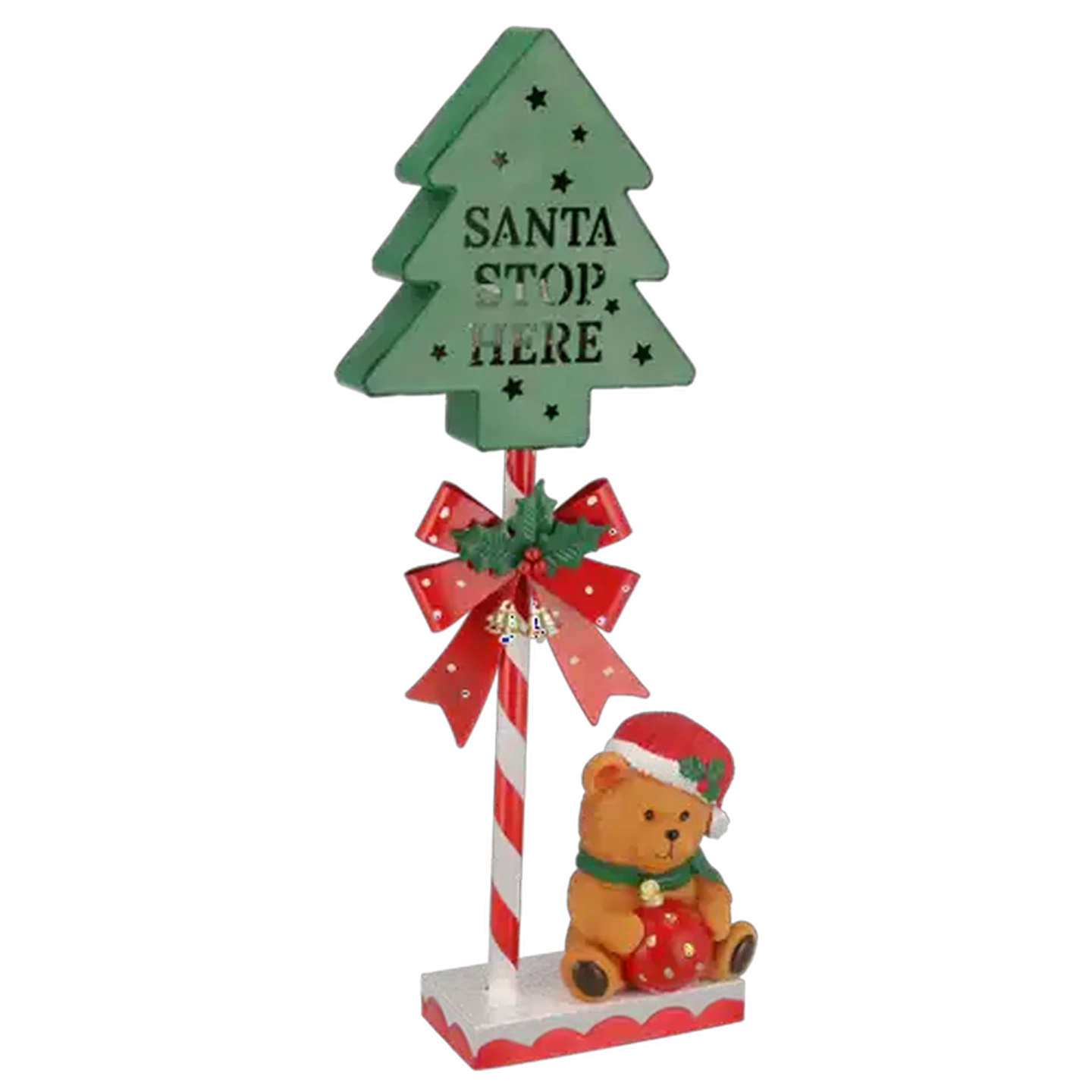 Image of Metal Bear & Sign Battery-Operated Christmas Tree Sign 54cm