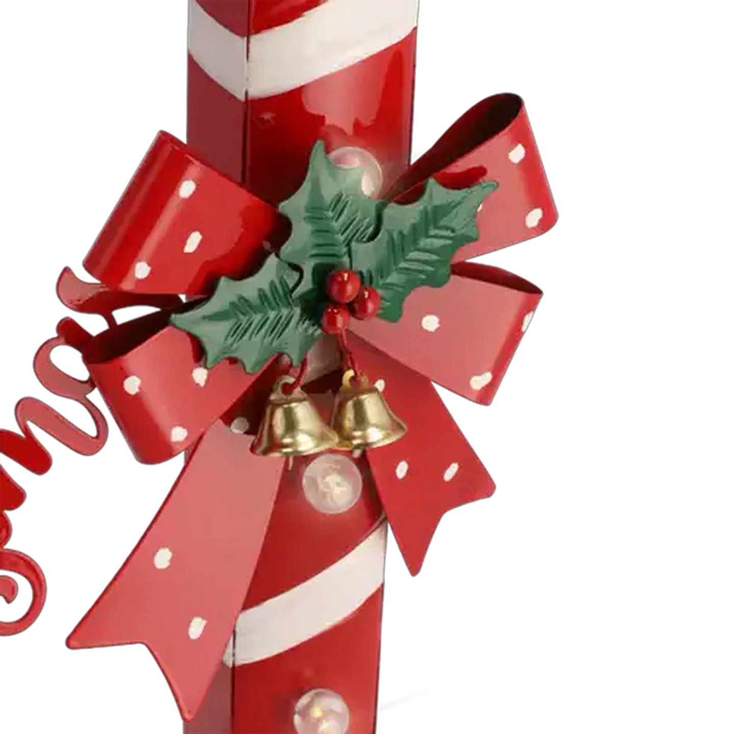 Image of Metal Candy Cane Battery-Operated Christmas Decoration with Lights 48cm