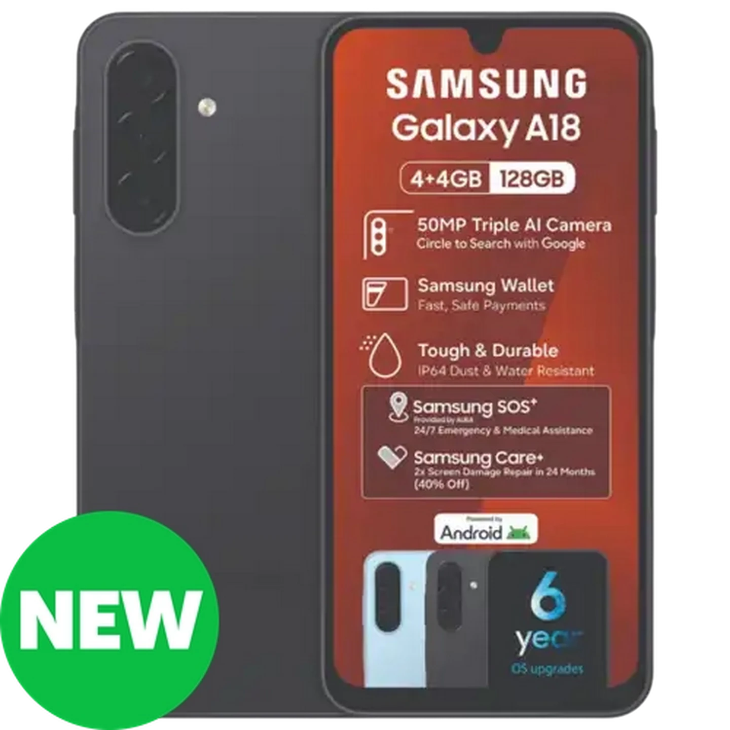 Image of Samsung Galaxy A18 Black Smartphone 128GB