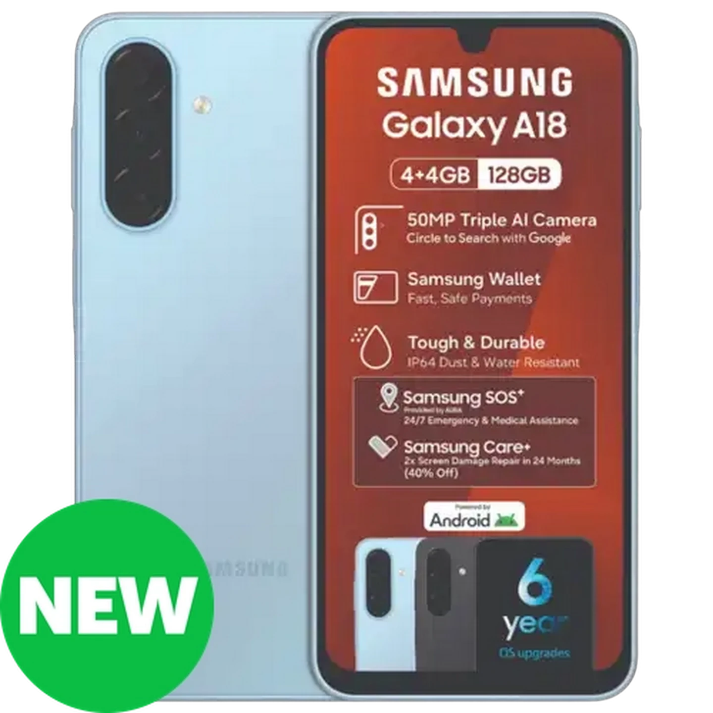 Image of Samsung Galaxy A18 Light Blue Smartphone 128GB