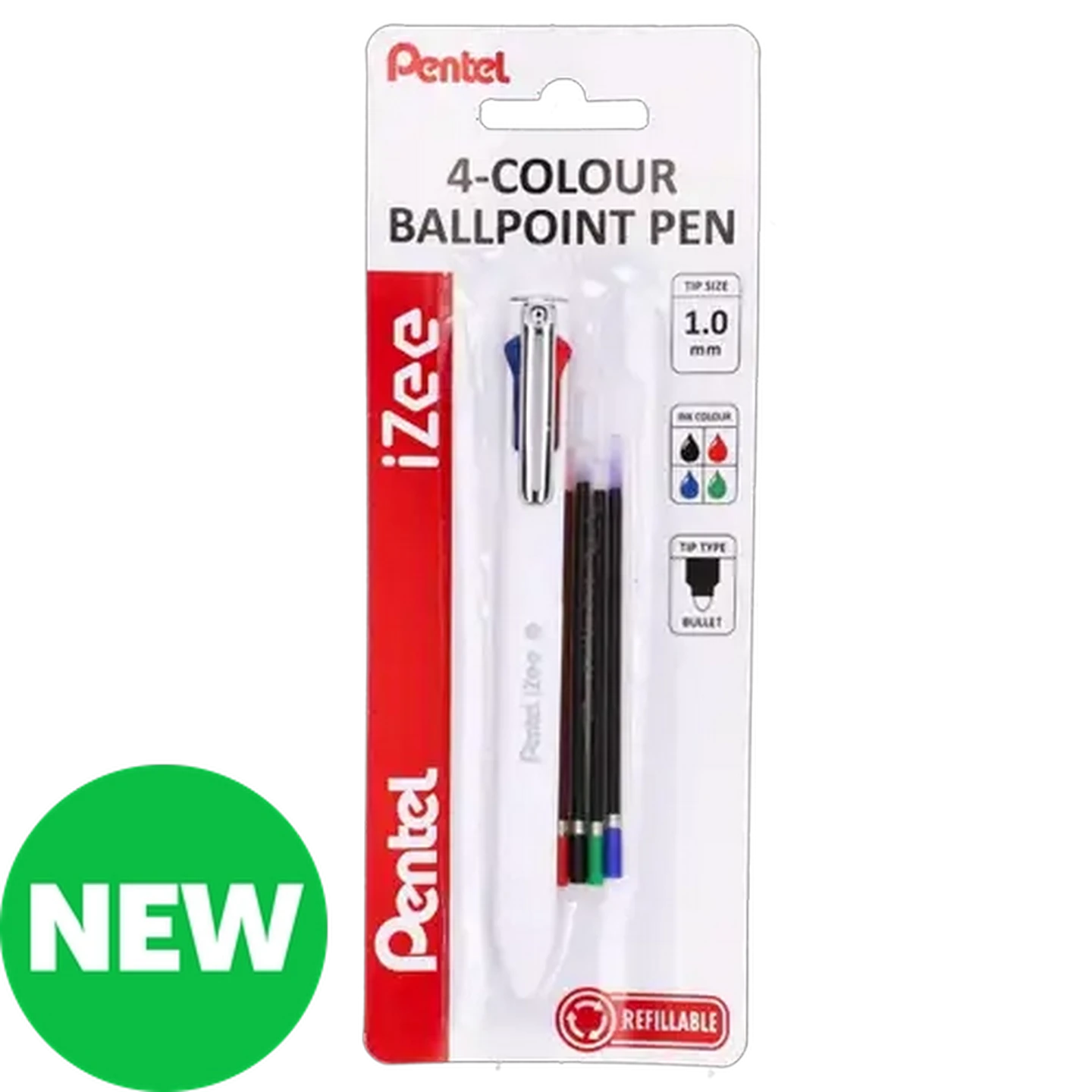 Image of Pentel 4-Colour Refillable Ballpoint Pen