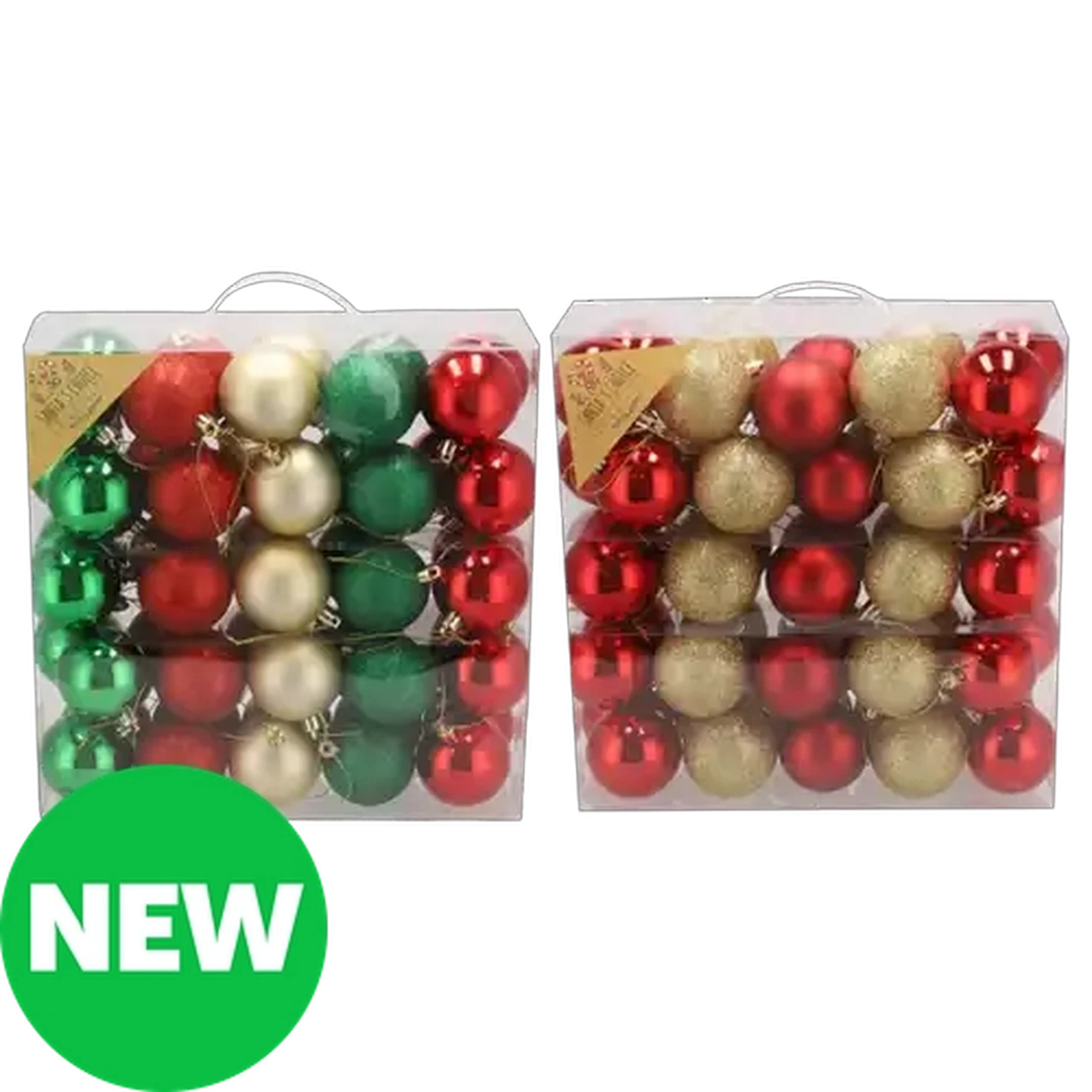 Image of Santa's Choice Multi-Textured Christmas Baubles 60mm 50-Pack (Colour May Vary)