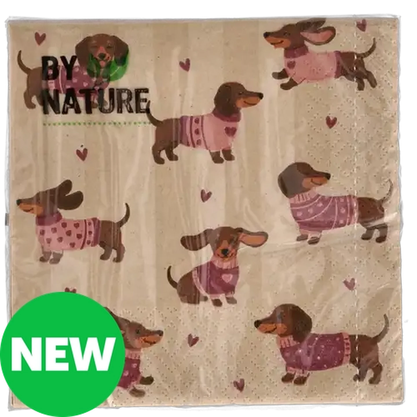 Image of By Nature Happy Dogs Paper Napkins 3-Ply 33 x 33cm 20-Pack