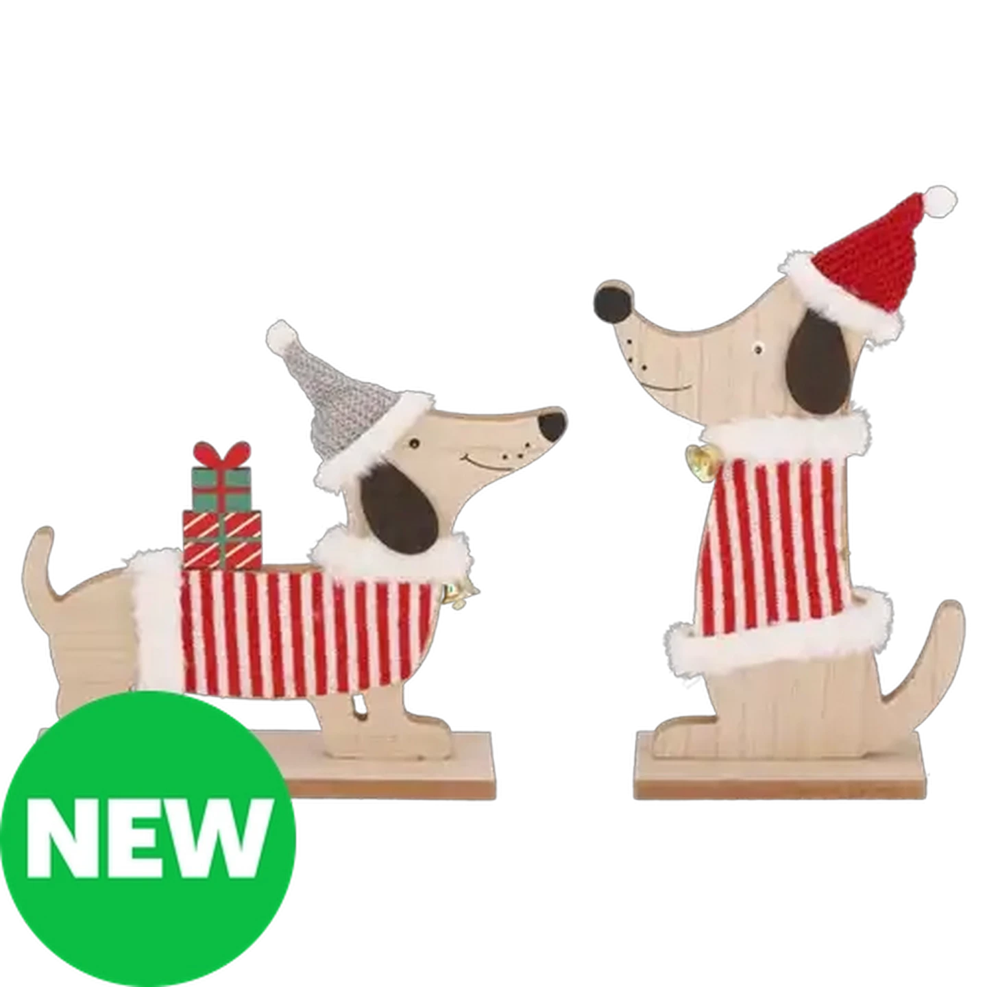 Image of Wooden Dog Christmas Decoration 22cm (Design May Vary)