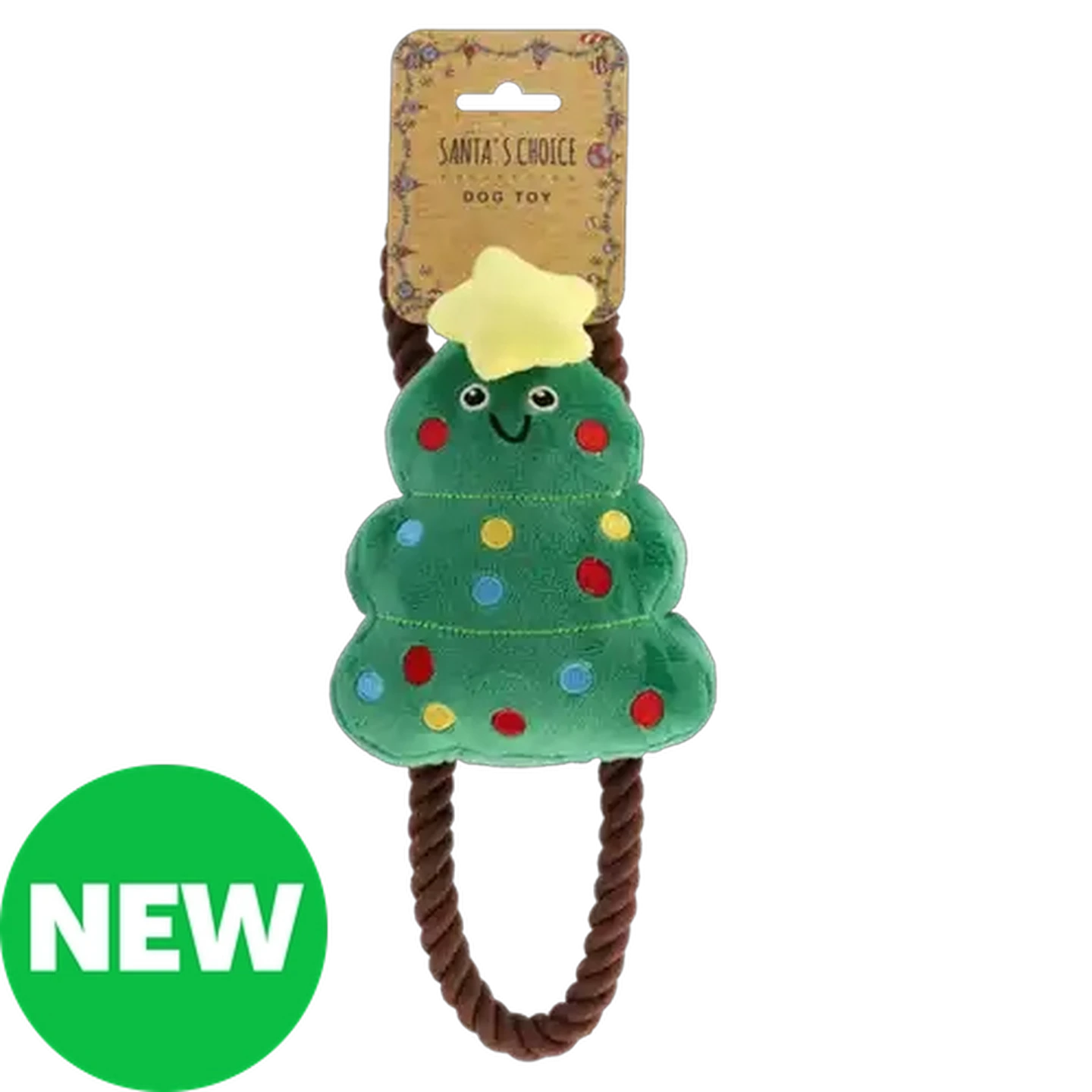Image of Santa's Choice Christmas Tree Pet Toy with Rope