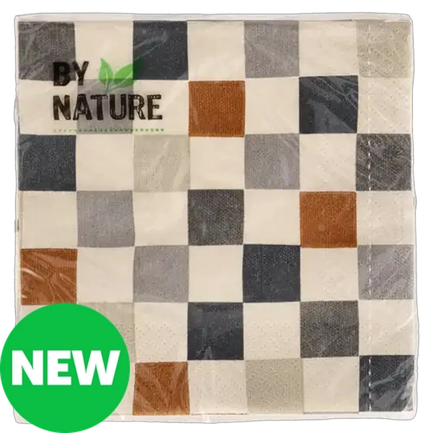Image of By Nature Boho Checkup Paper Napkins 3-Ply 33 x 33cm 20-Pack