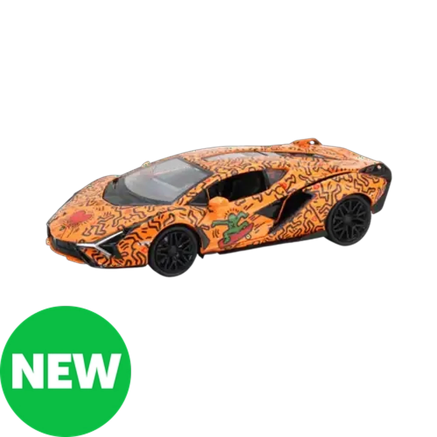 RMZ Hobby Orange Lamborghini Sián FKP 37 x Keith Haring Car 1:32 Scale (Love Heart)