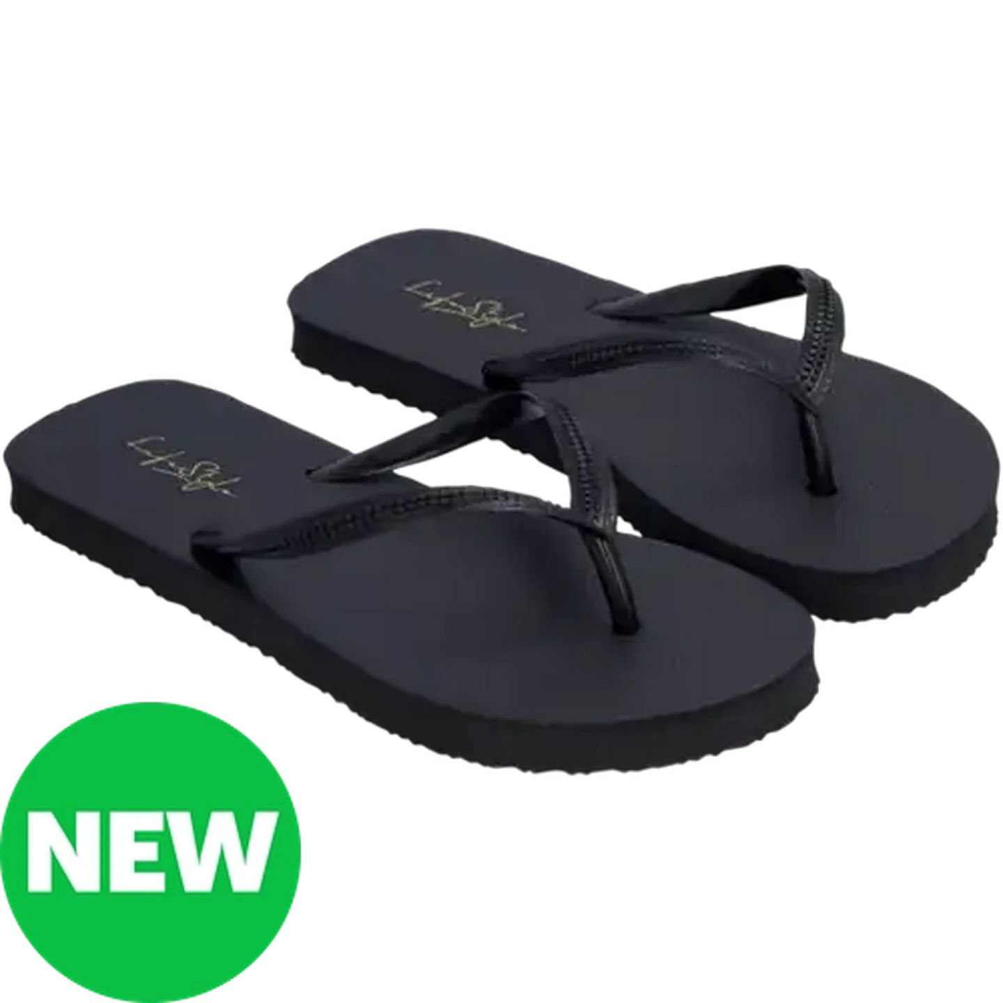 Image of LifeStyle Ladies Black Thong Sandals 5-6