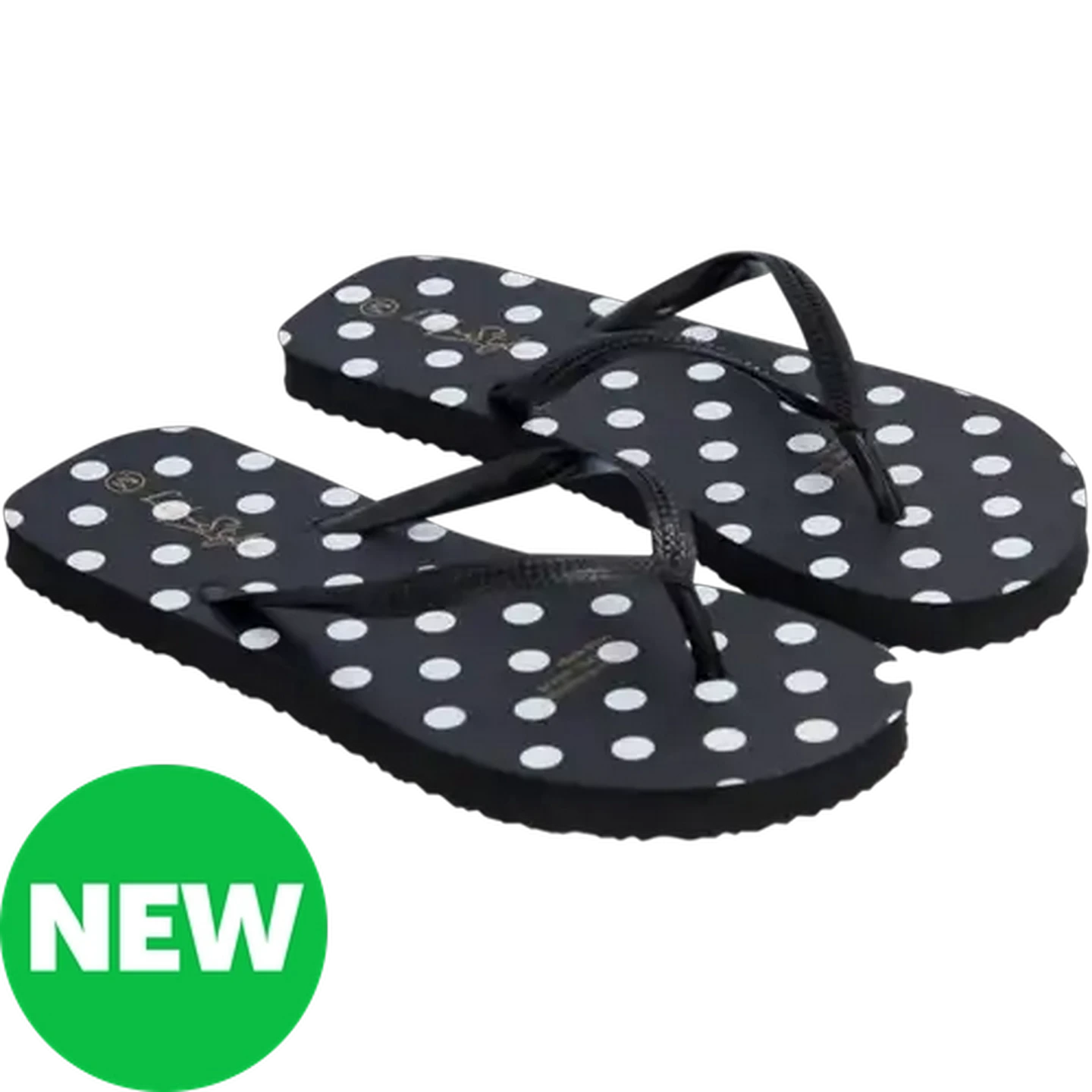 Image of LifeStyle Ladies Black Polka Dot Thong Sandals 5-6