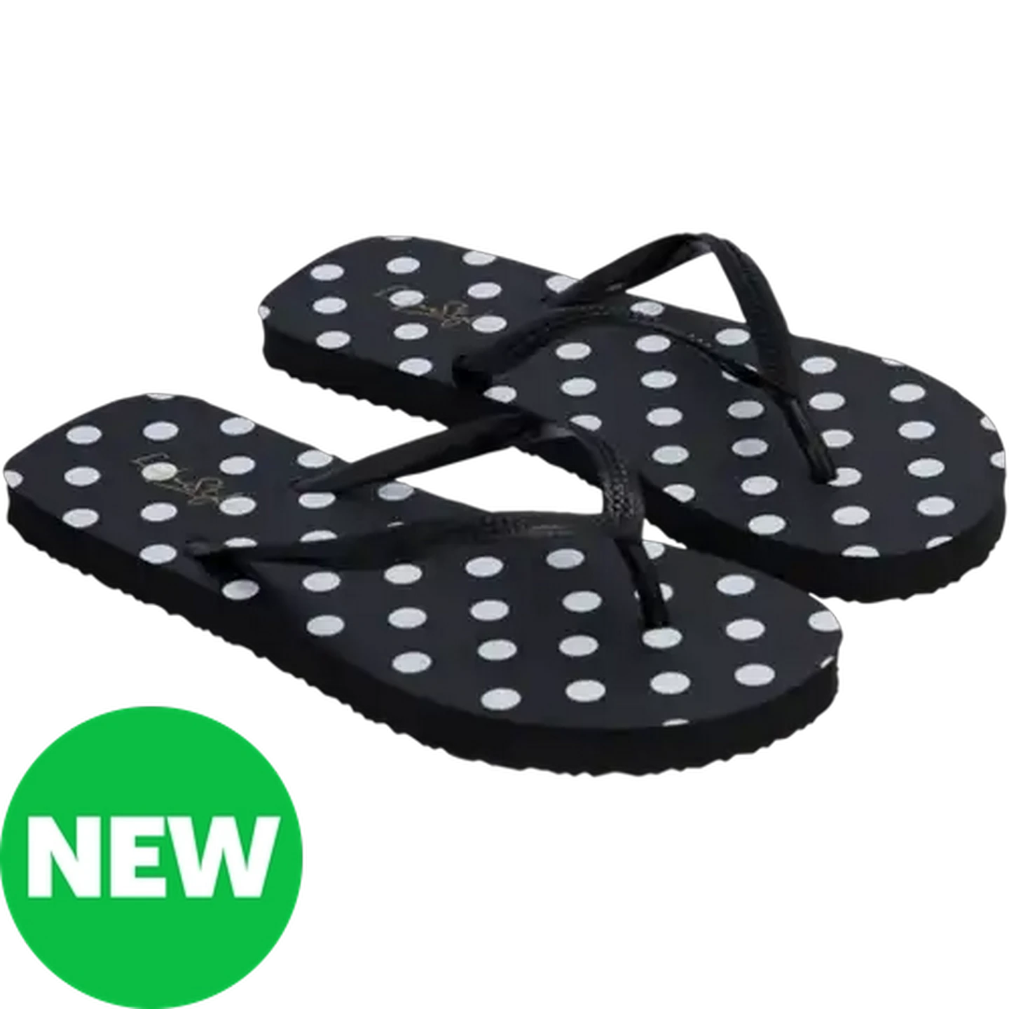 Image of LifeStyle Ladies Black Polka Dot Thong Sandal 7-8