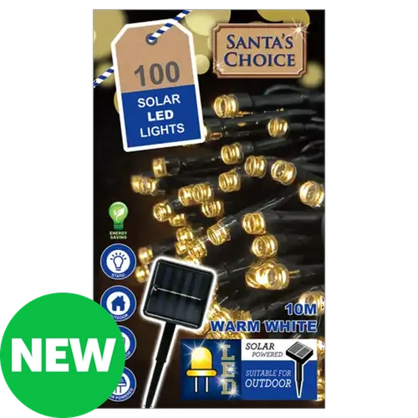 Image of Santa's Choice Warm White Solar-Powered LED String Lights 100-Piece