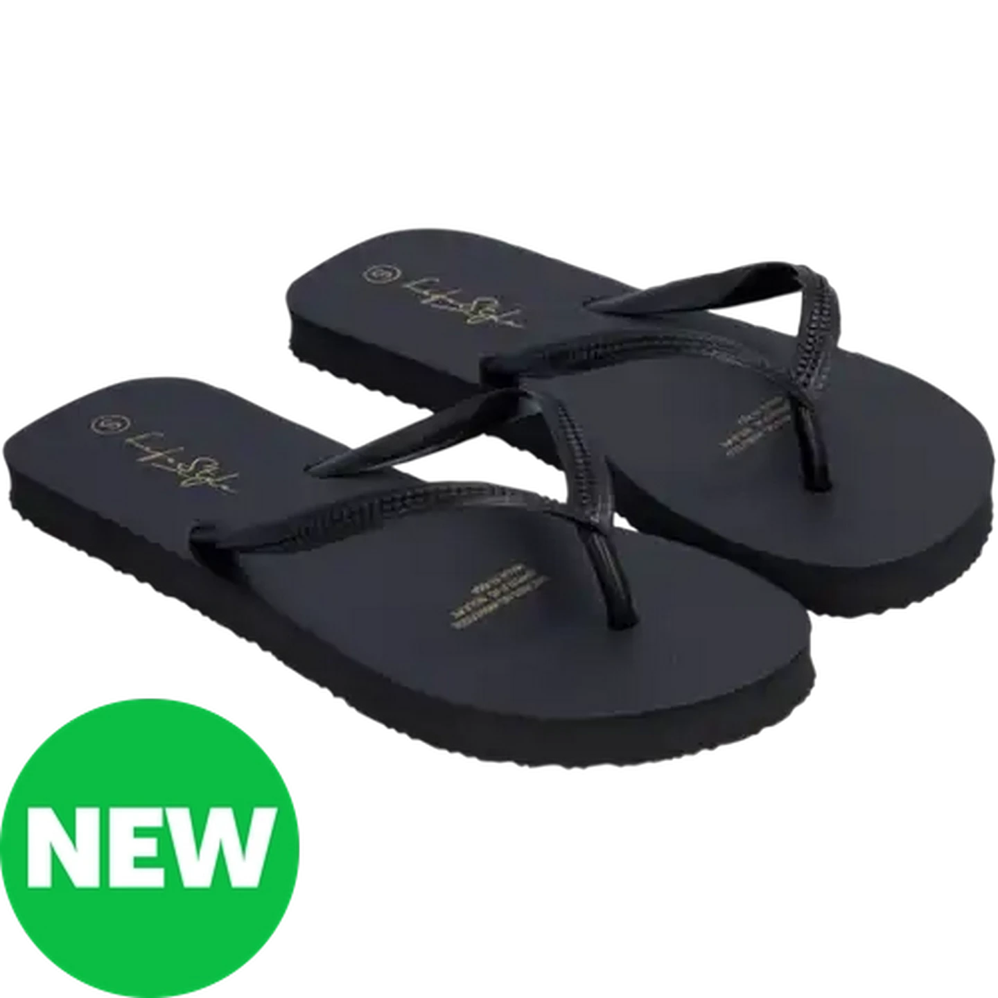 Image of LifeStyle Ladies Black Thong Sandal 3-4