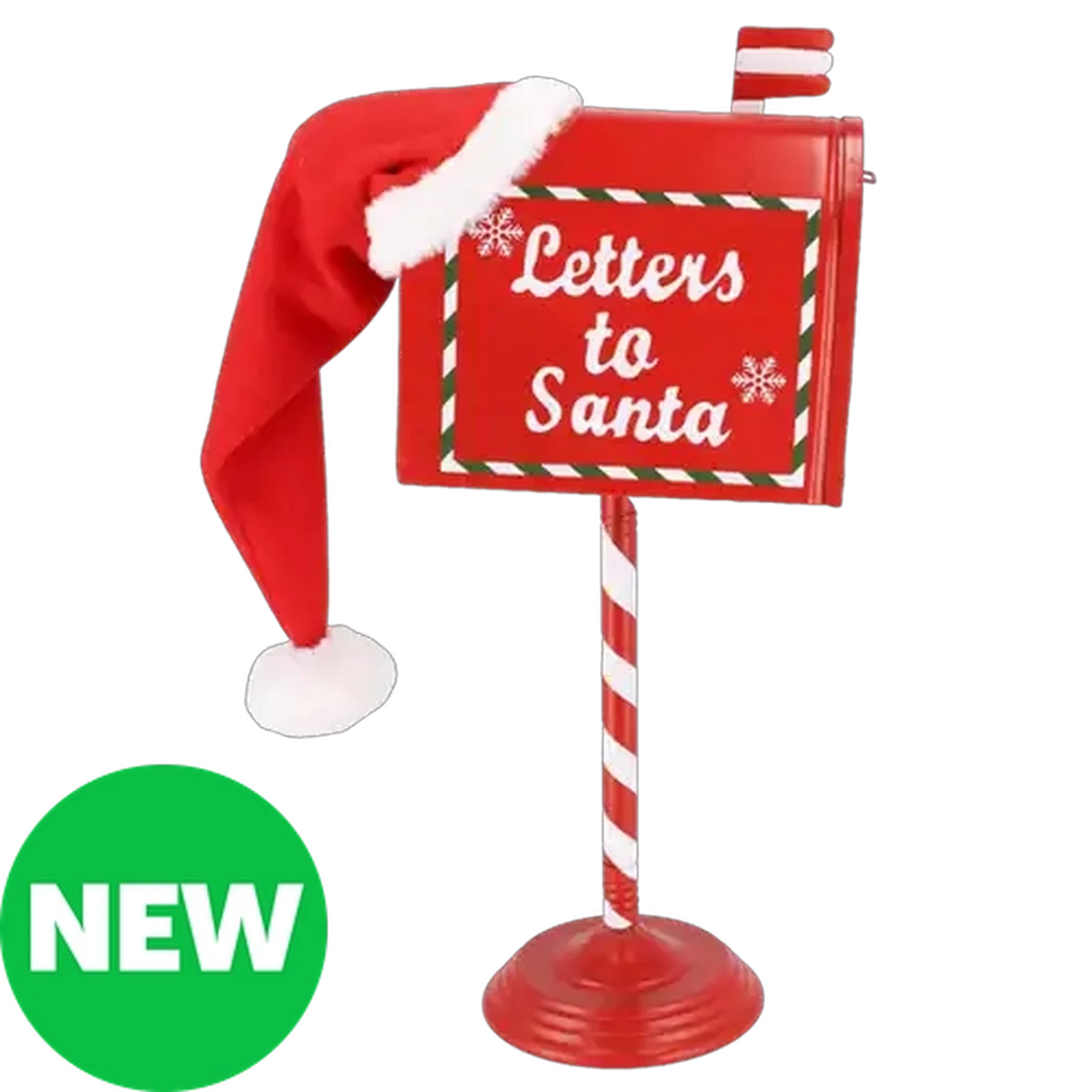 Image of Metal Christmas Mailbox with Santa's Hat 53cm