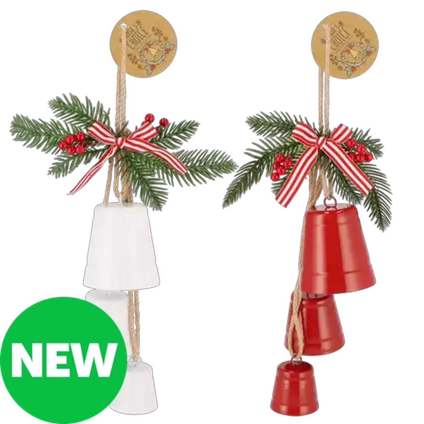 Image of Santa's Choice Hanging Christmas Bells 43cm 3-Pack (Colour May Vary)