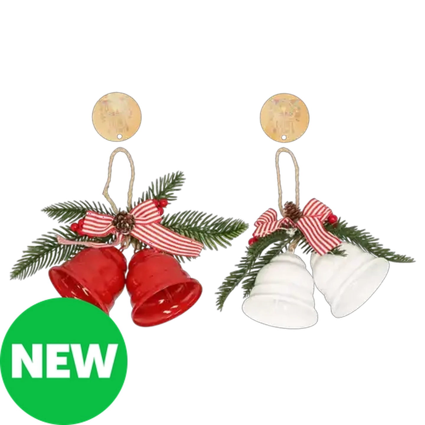 Image of Santa's Choice Metal Twin Christmas Bells 18cm (Colour May Vary)