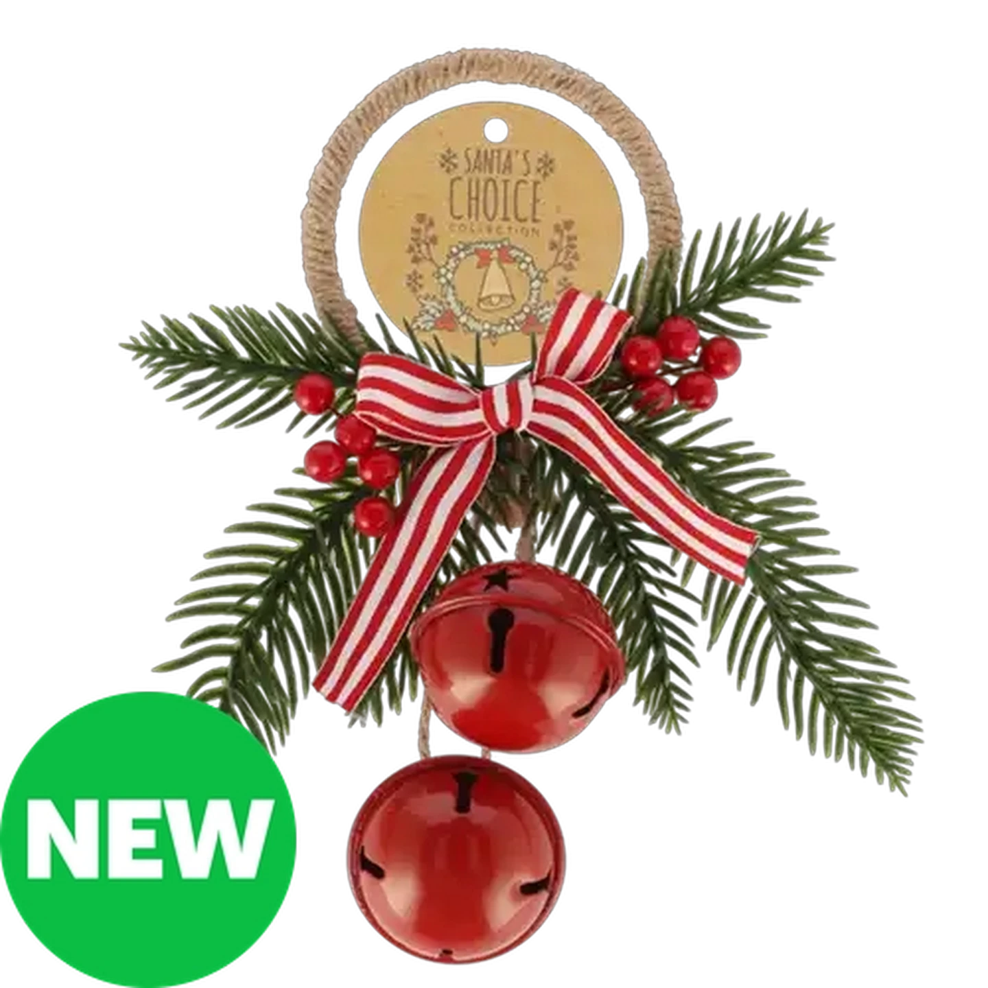 Image of Santa's Choice Red Hanging Christmas Bells 20cm 2-Pack