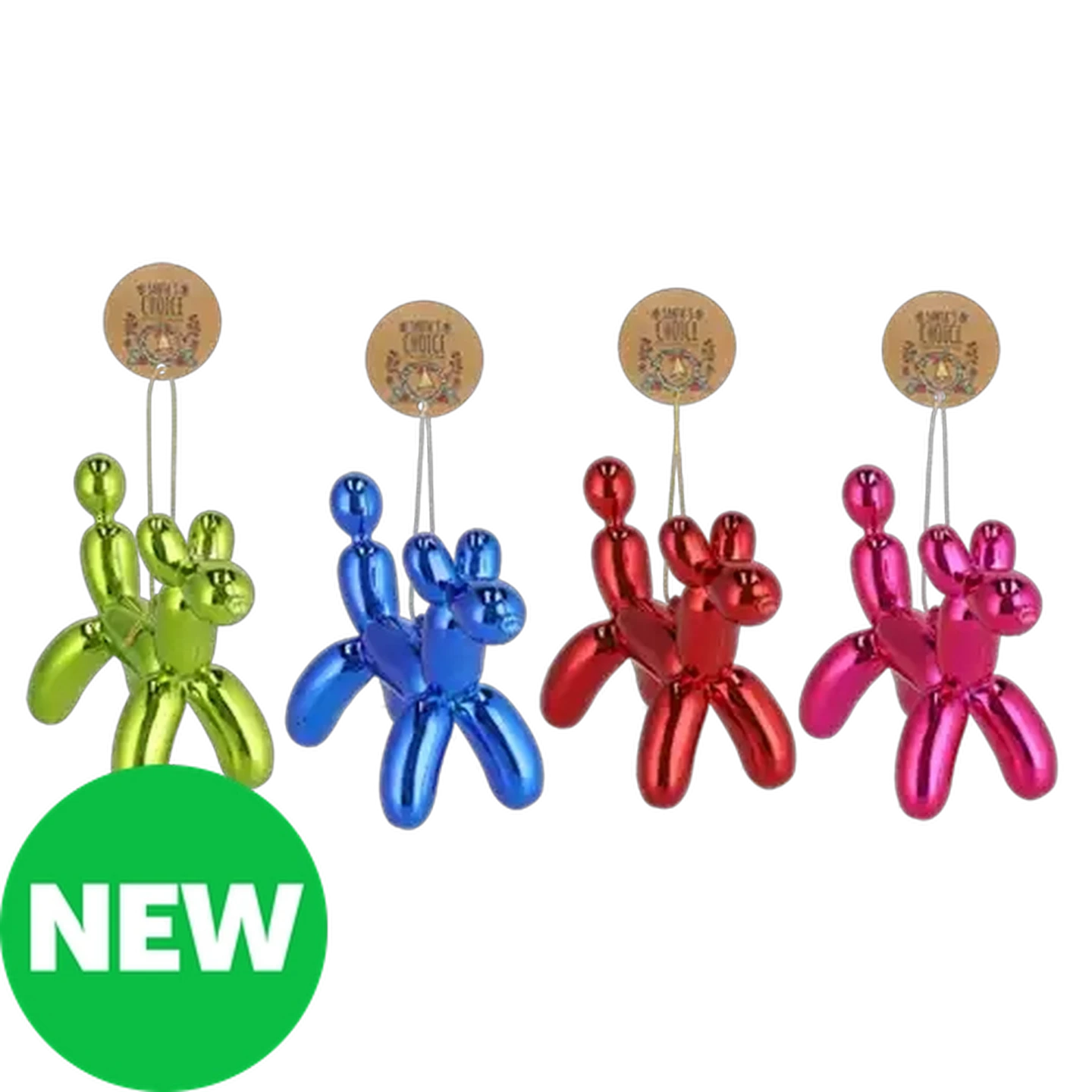 Image of Santa's Choice Hanging Balloon Dog Christmas Tree Decoration 11.5cm (Colour May Vary)