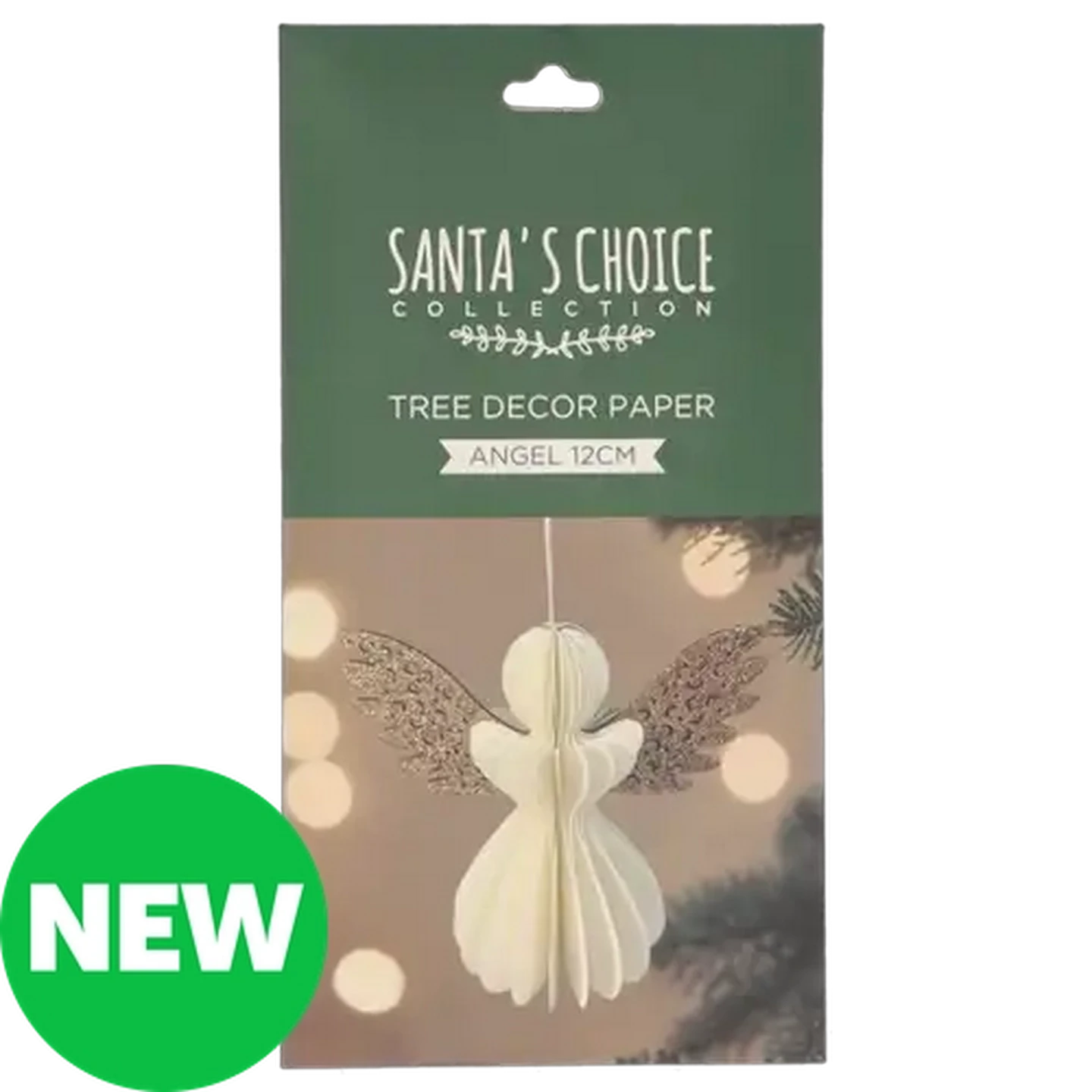 Image of Santa's Choice Gold Paper Angel Christmas Tree Decoration 12cm