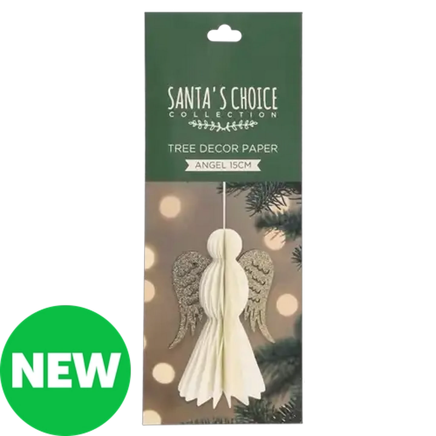 Image of Santa's Choice Gold Paper Angel Christmas Tree Decoration 15cm
