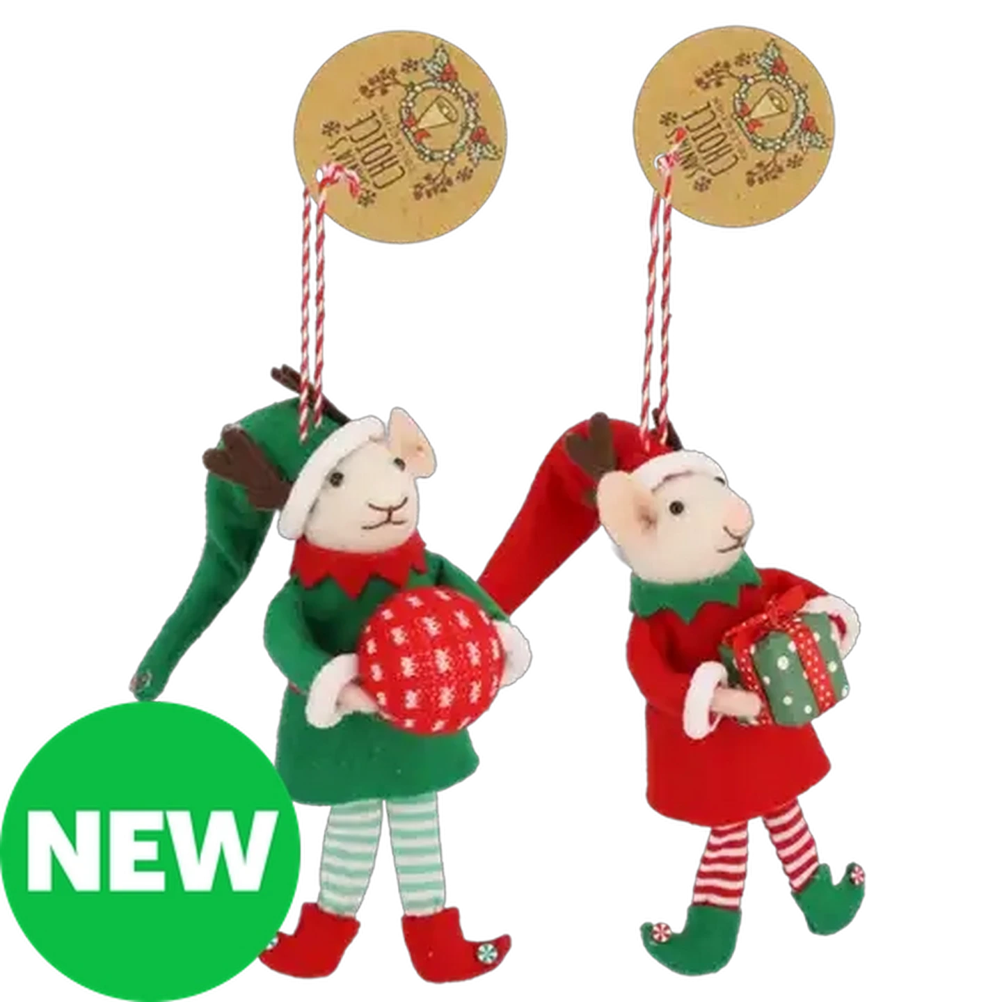 Image of Santa's Choice Elf Mouse Needle Felt Christmas Tree Decoration (Design May Vary)