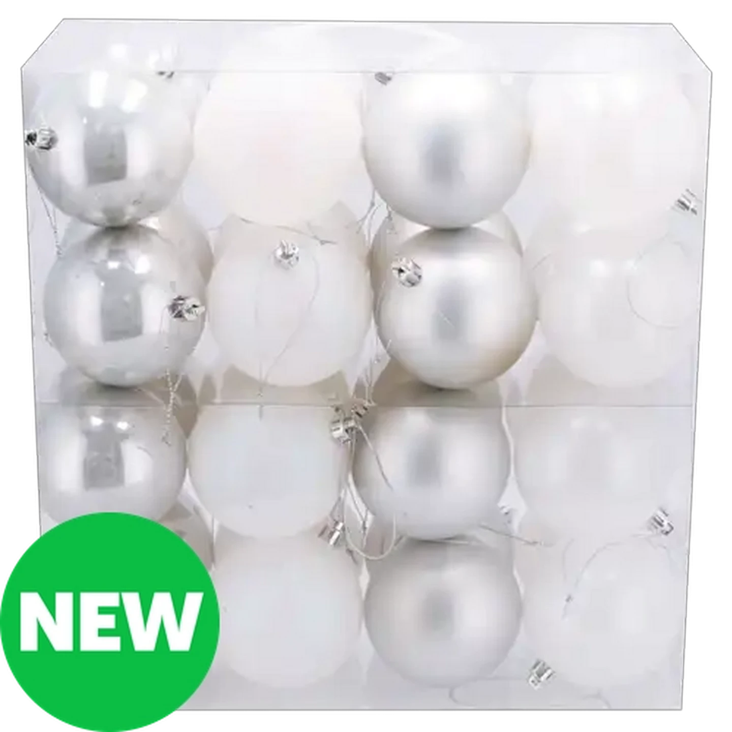 Image of Santa's Choice White Christmas Baubles 32-Pack