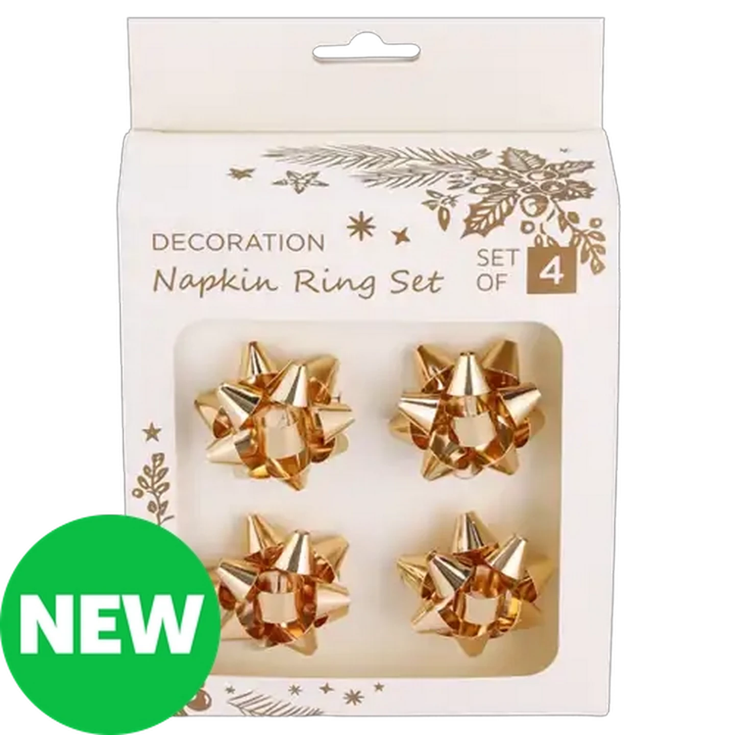 Image of Gold Bow Napkin Ring Set 4-Pack