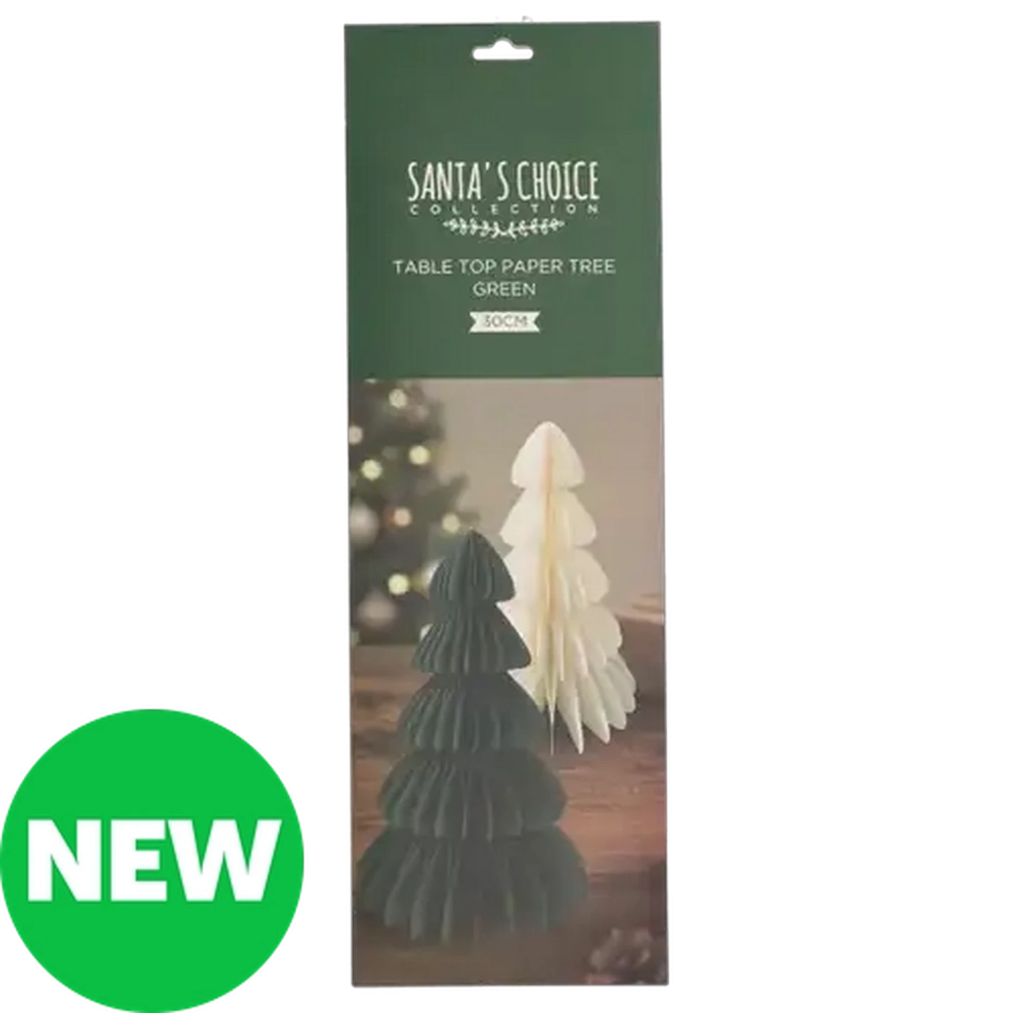 Image of Santa's Choice Green Tabletop Paper Christmas Tree 30cm