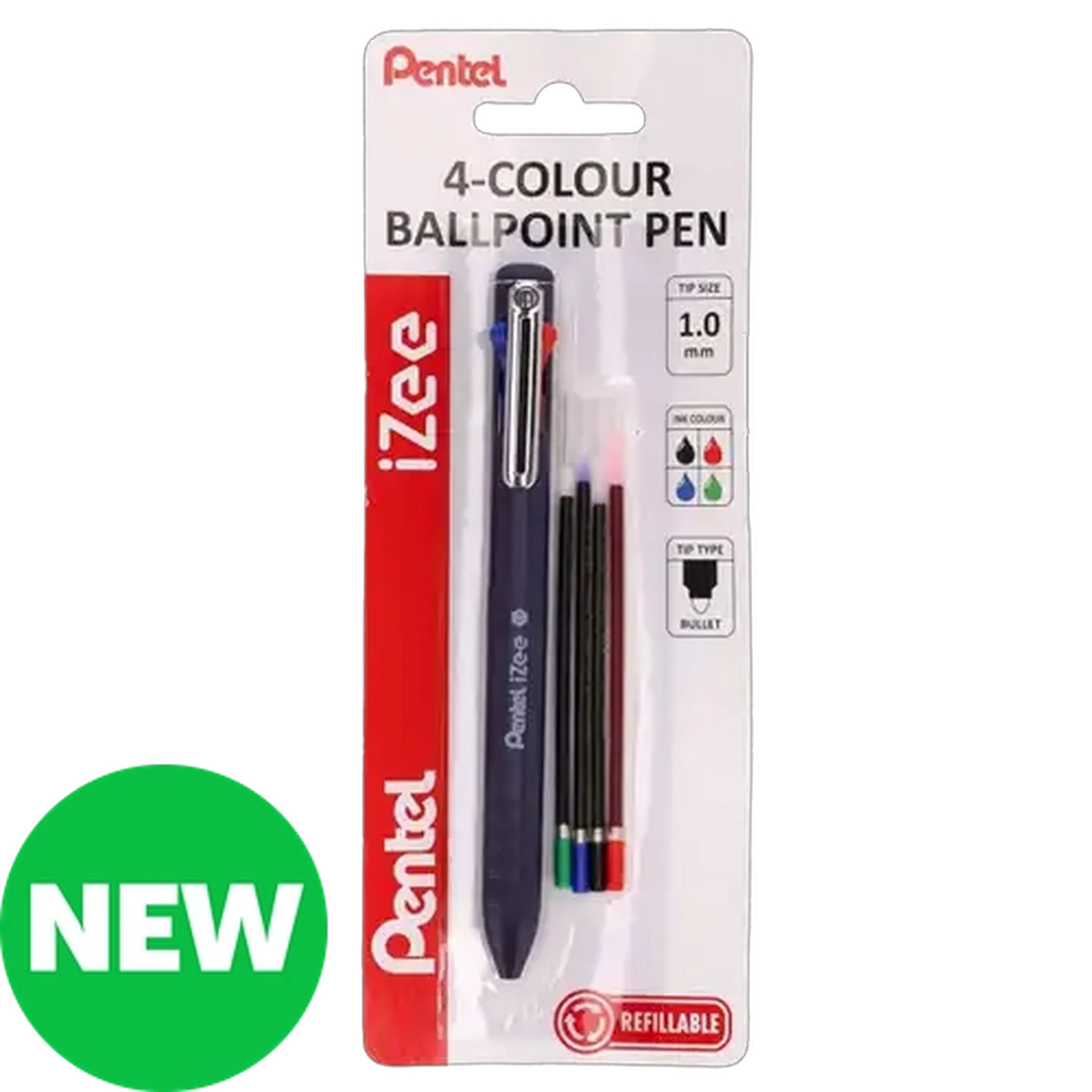 Image of Pentel 4-Colour Refillable Ballpoint Pen