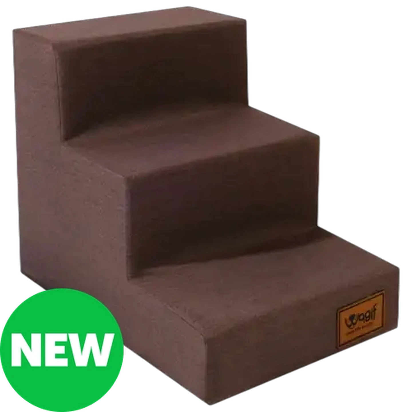 Image of Wagit Luxury Brown Non-Slip 3-Step Doggy Staircase