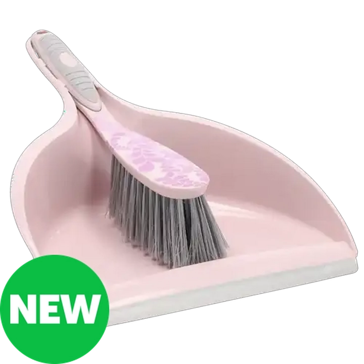 Image of M-Home Pink Deco Plastic Dustpan & Brush Set
