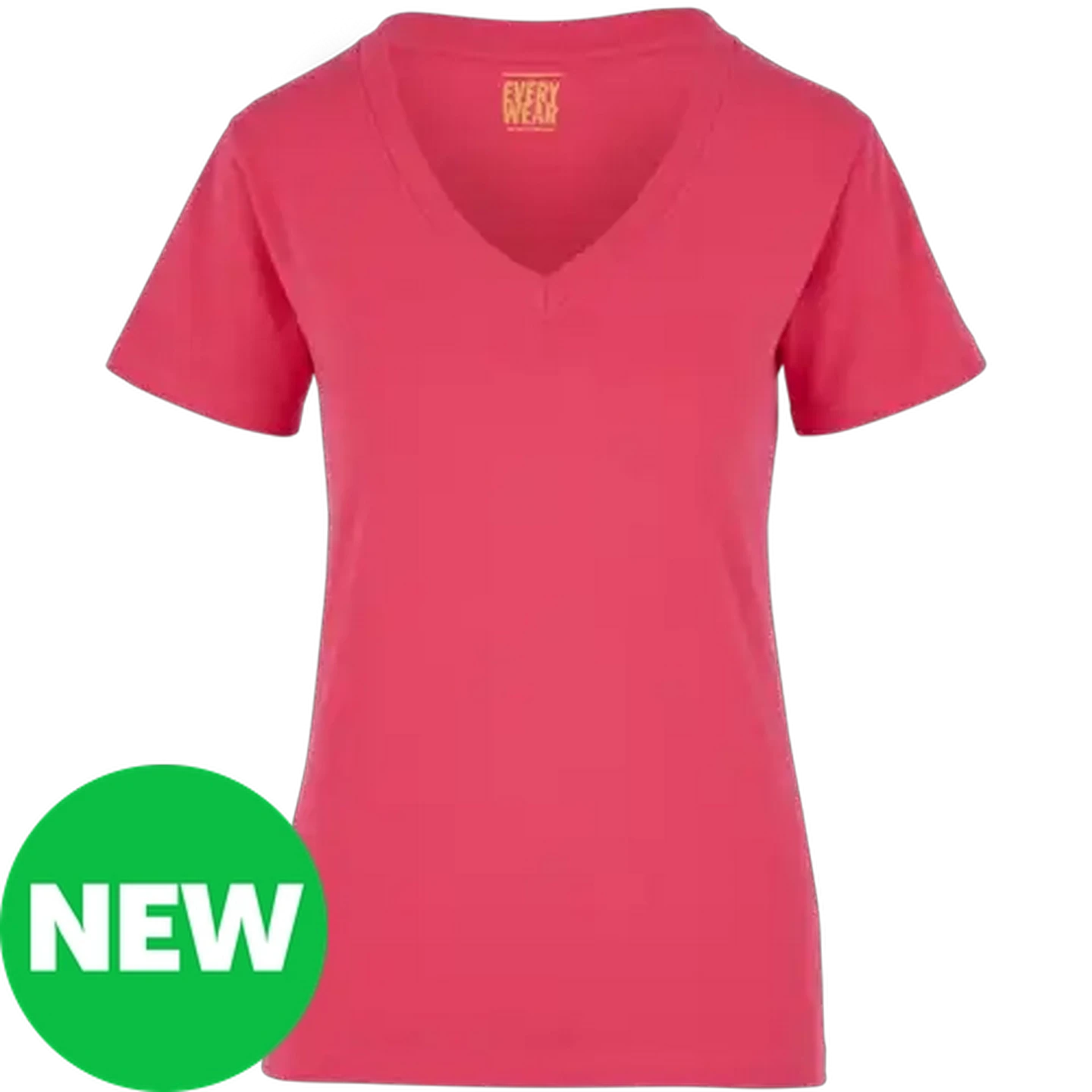 Image of Every Wear Ladies Strawberry Pink V-Neck T-Shirt Small