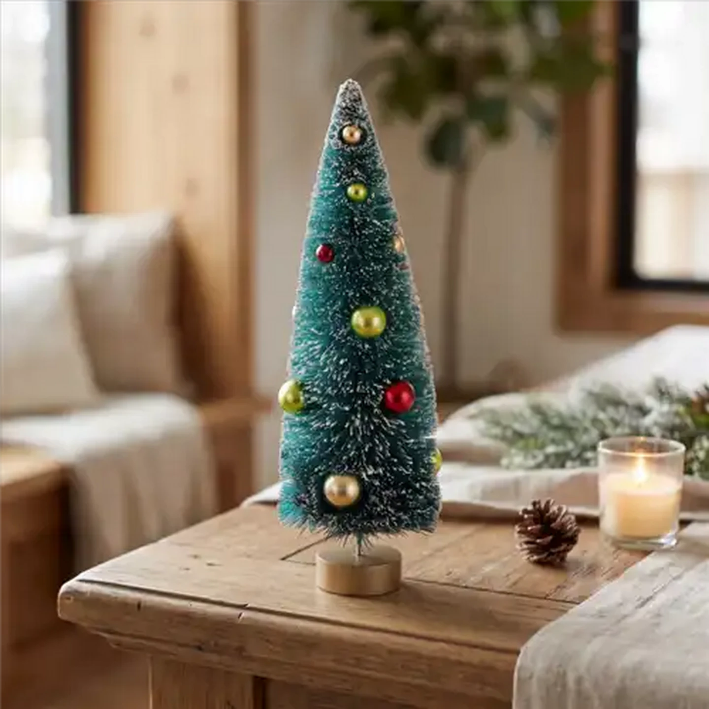 Image of Tabletop Christmas Tree Figurine with Baubles 35.5cm