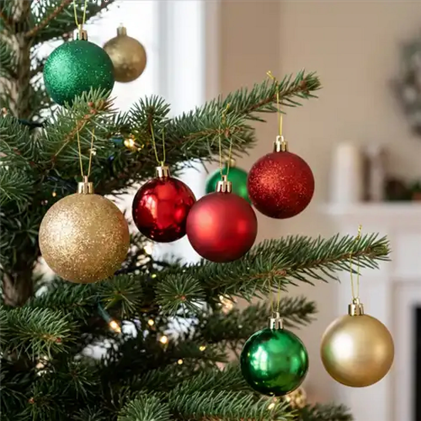 Image of Santa's Choice Multi-Textured Christmas Baubles 60mm 50-Pack (Colour May Vary)
