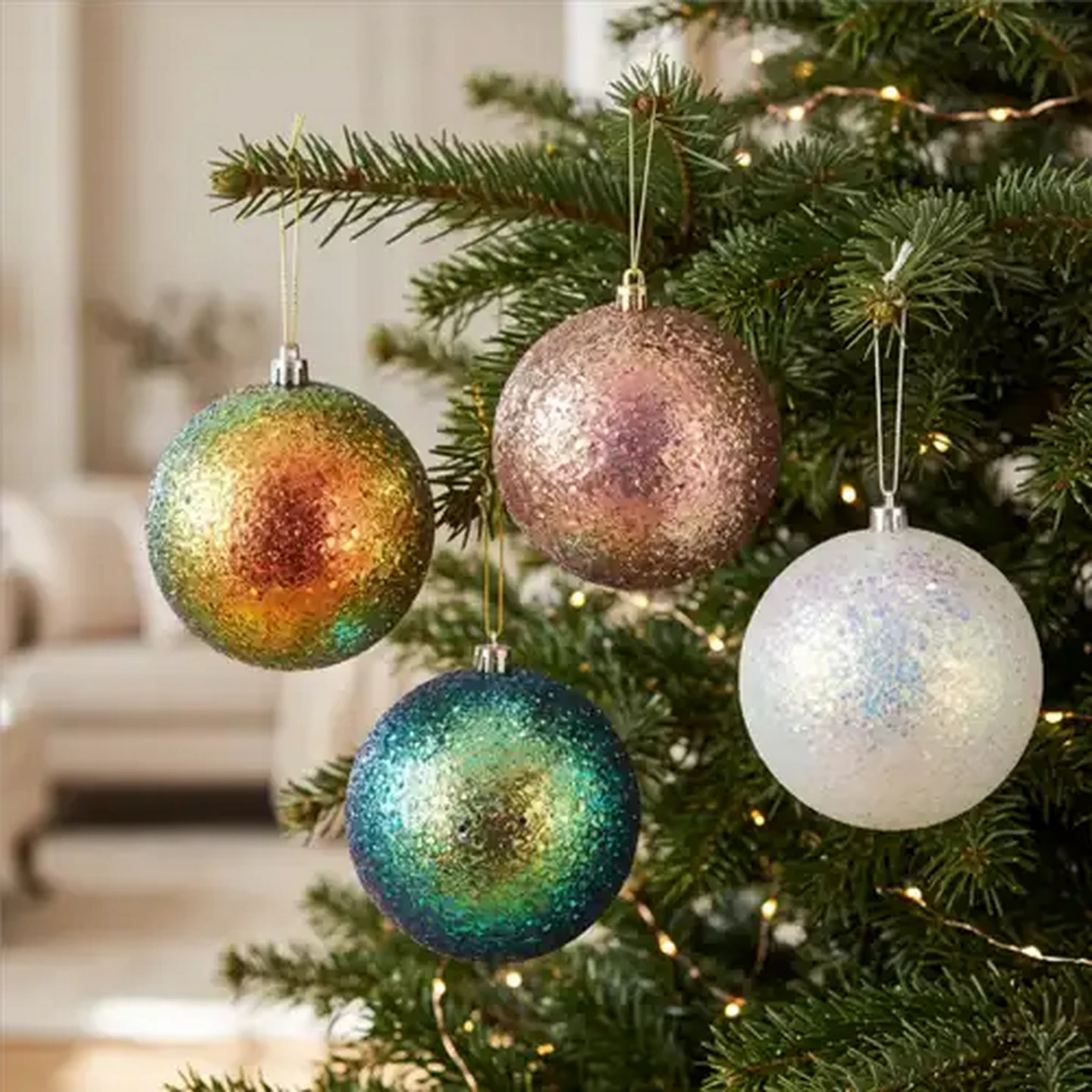 Image of Santa's Choice Ombre Glitter Christmas Bauble 90mm (Colour May Vary)
